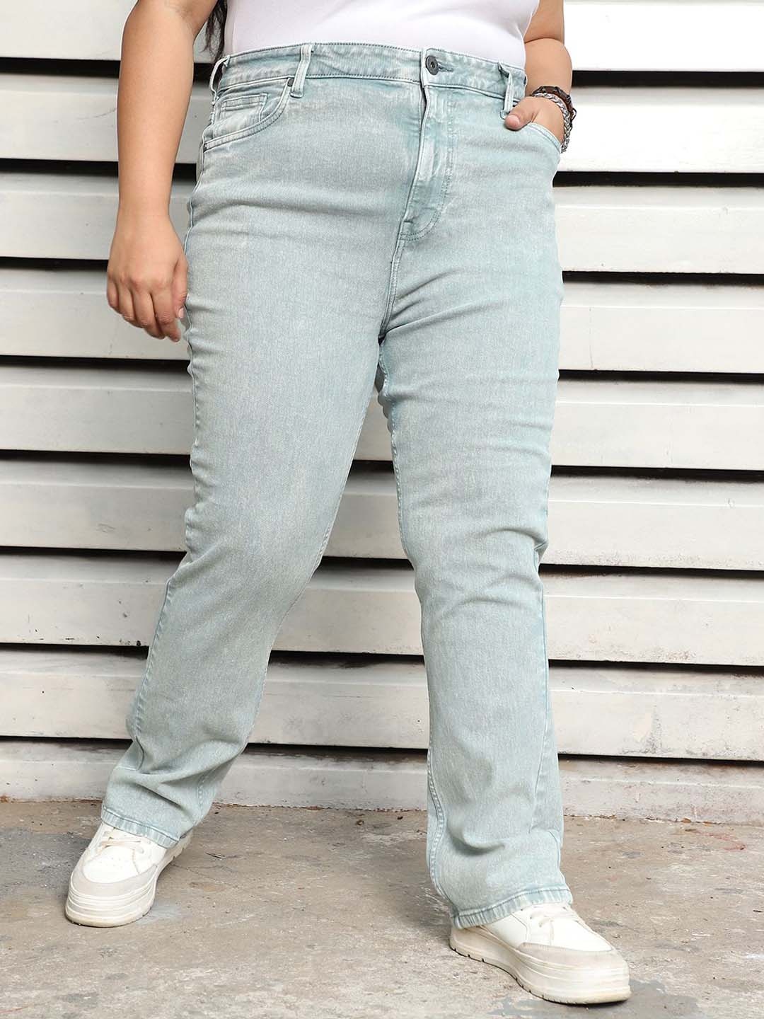 

Freeform by High Star Women Stove Pipe High-Rise Jeans, Sea green