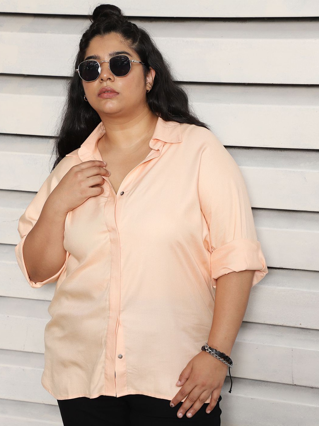 

Freeform by High Star Women Boxy Opaque Casual Shirt, Orange