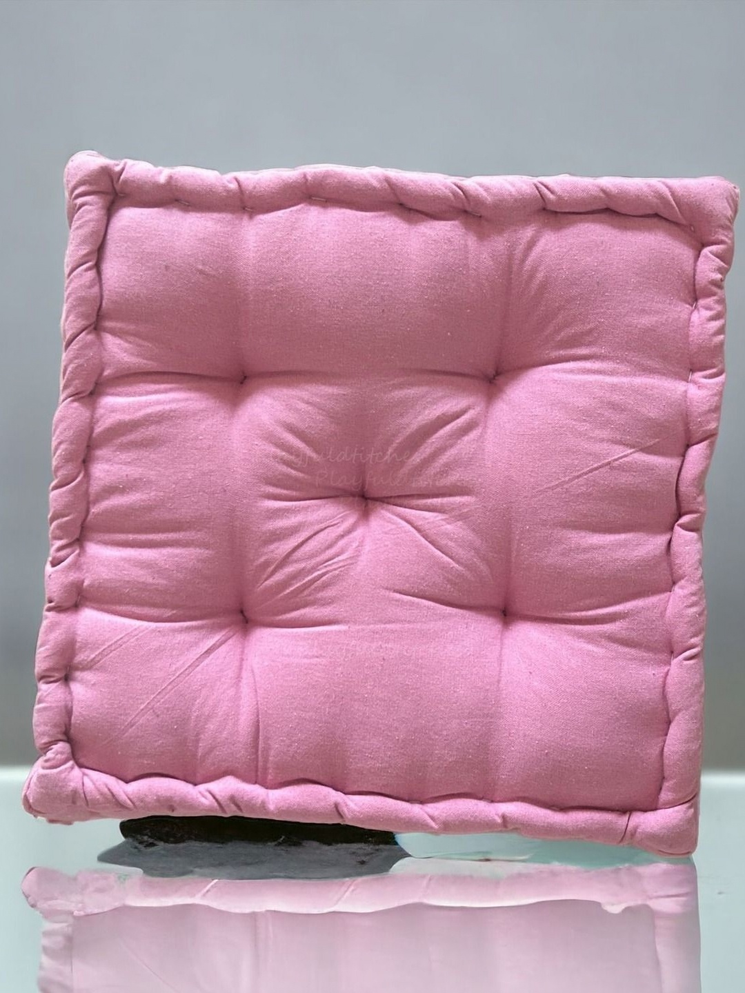 

PLAYFUL STITCHES Pink Square Cotton Floor Cushion