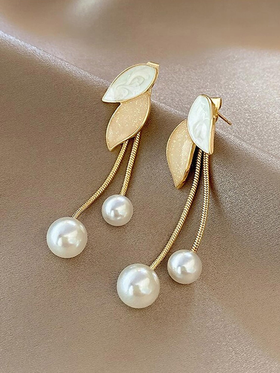

Yellow Chimes Gold Plated Contemporary Drop Earrings