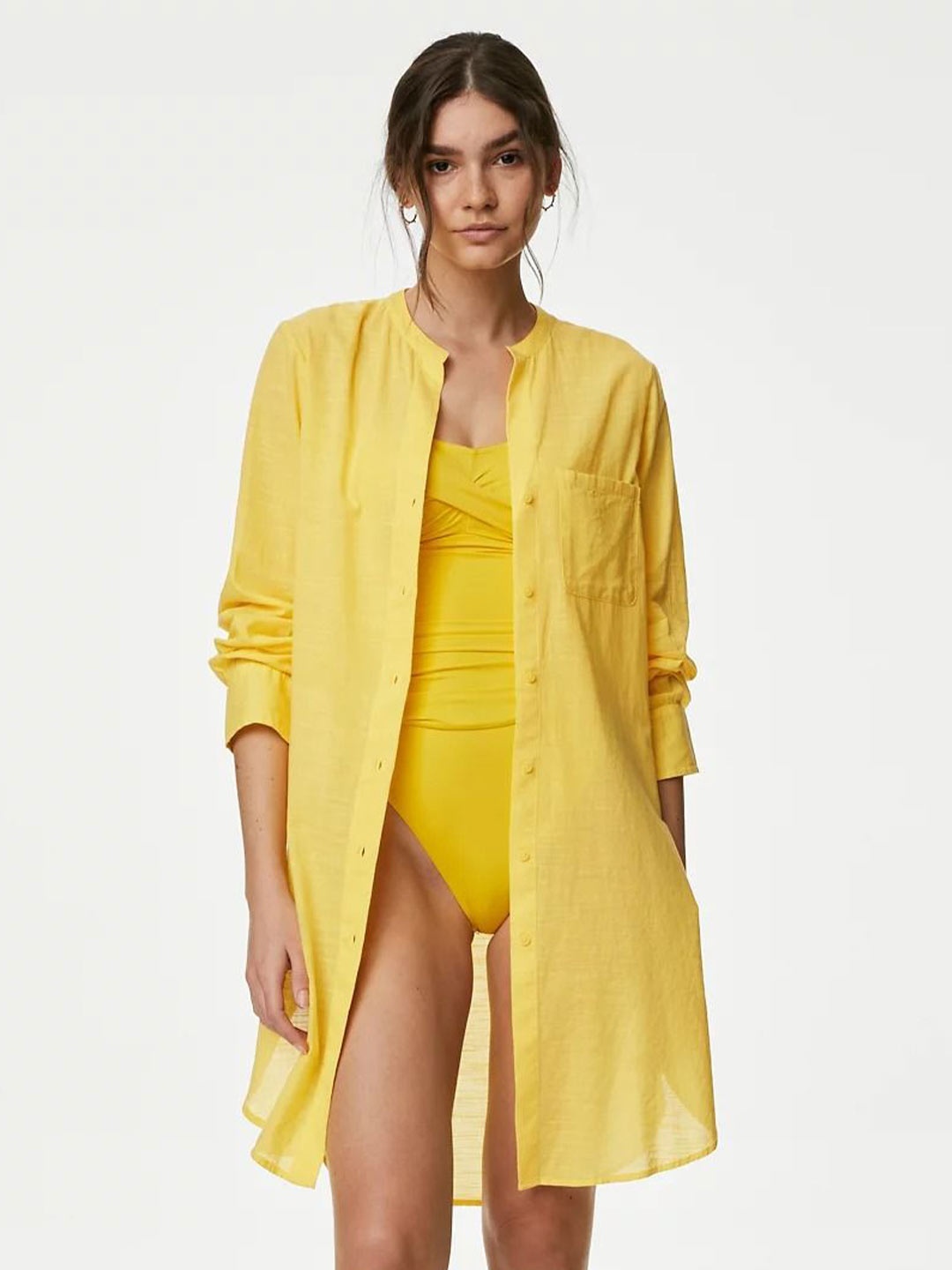 

Marks & Spencer Pure Cotton Swimwear Cover up Shirt, Yellow