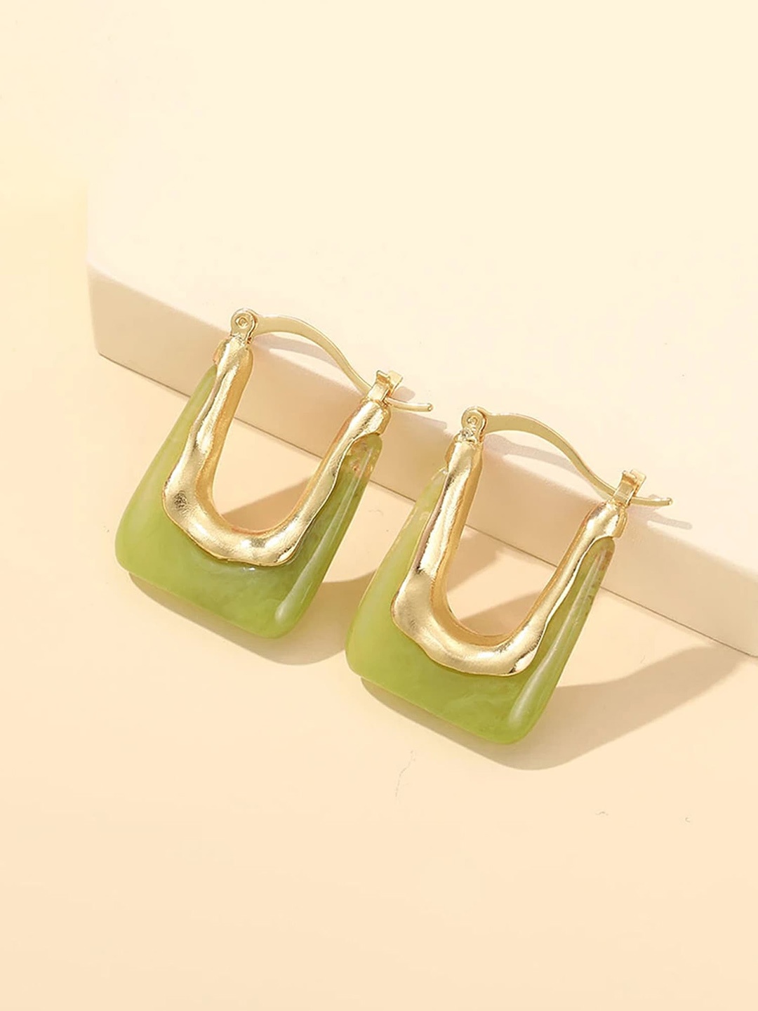 

Yellow Chimes Contemporary Hoop Earrings, Green