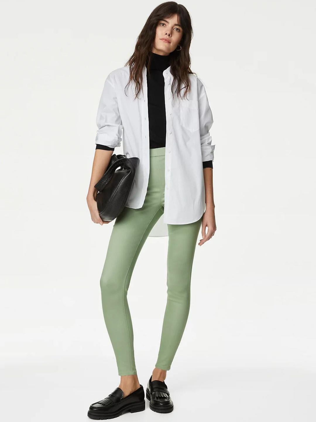 

Marks & Spencer Women Skinny Fit High Rise Denim Jeggings, Green