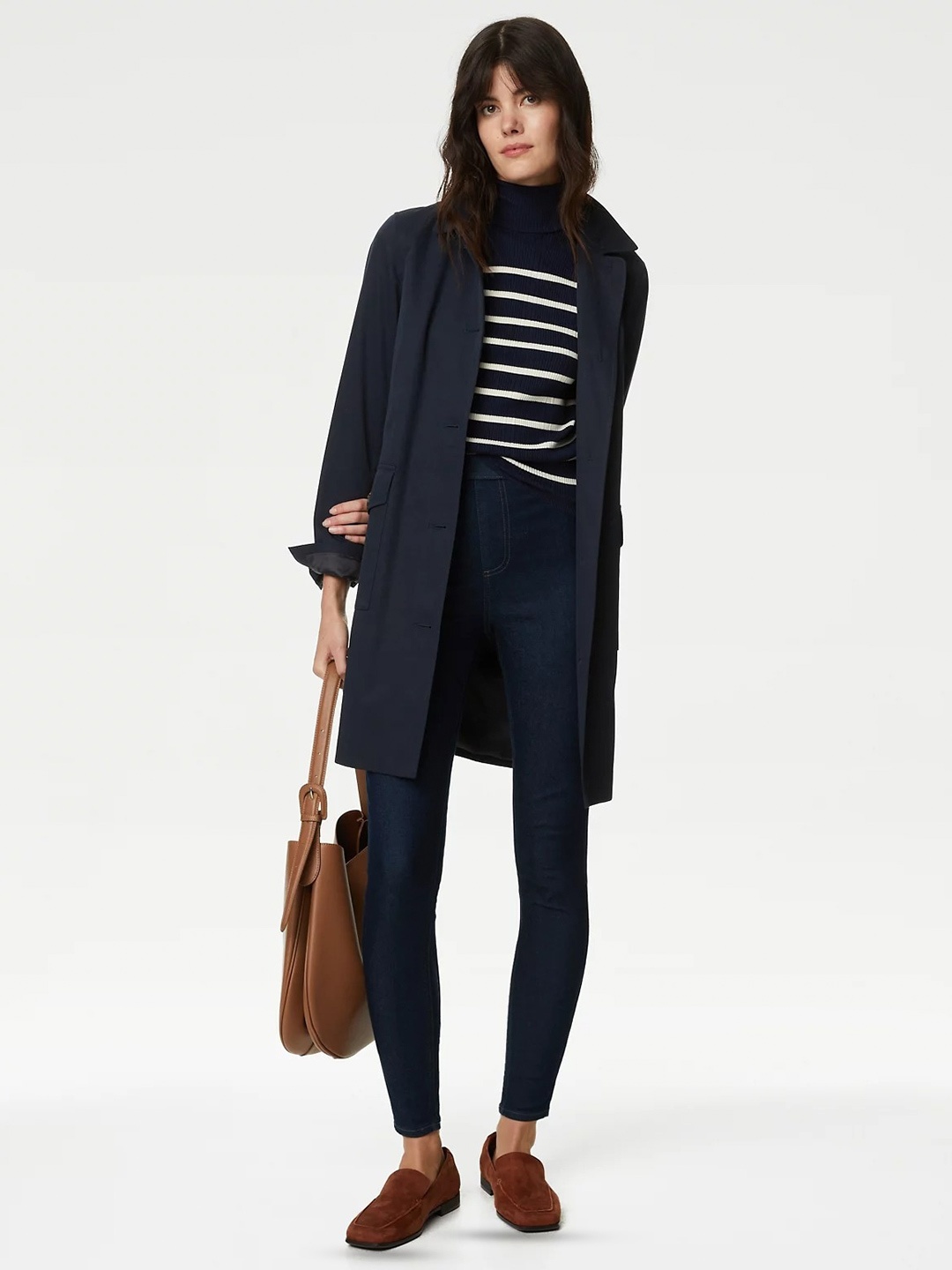 

Marks & Spencer Women Skinny Fit High Rise Denim Jeggings, Navy blue