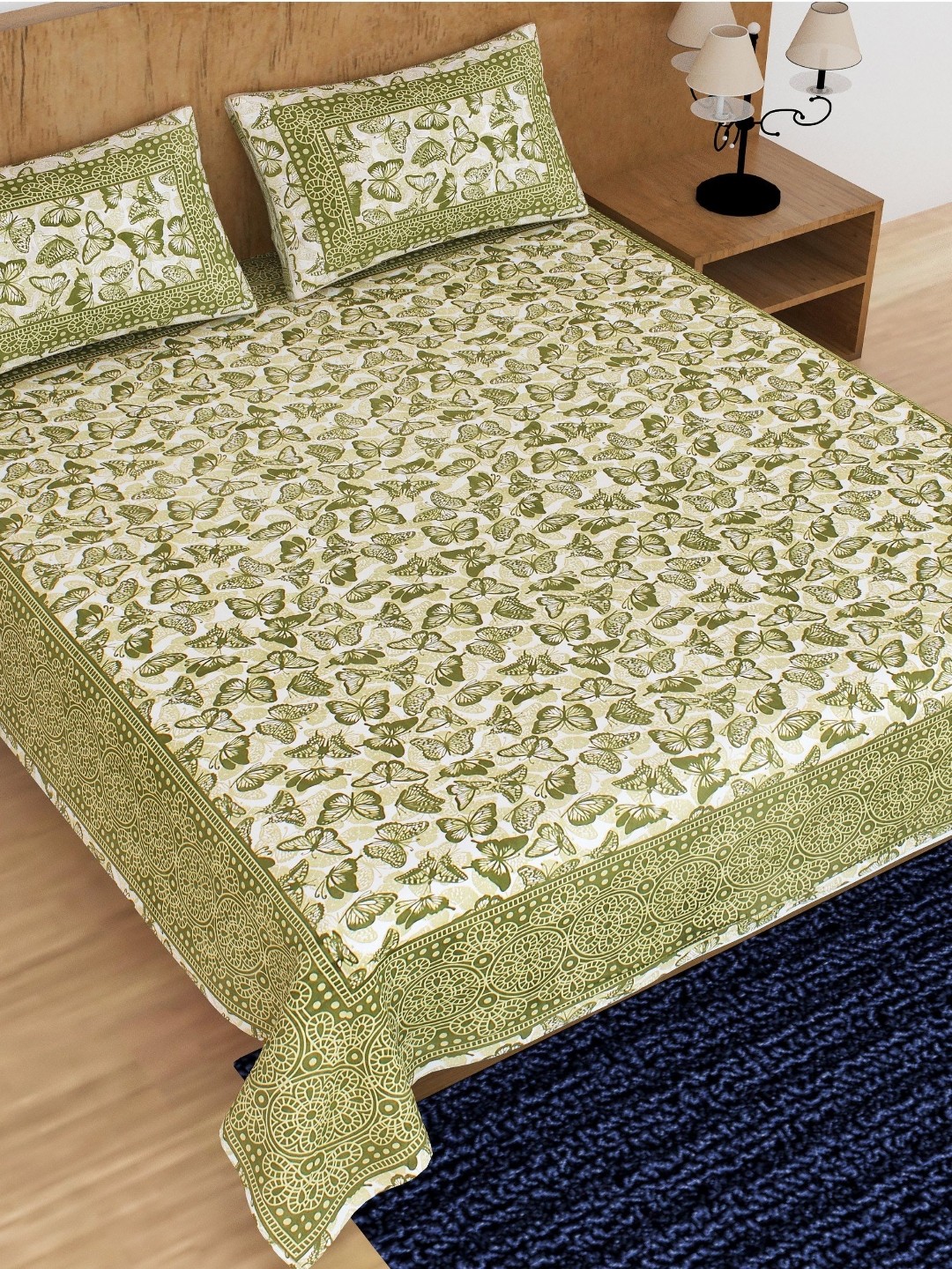 

Aura Green Ethnic Motifs 144 TC Queen Bedsheet With 2 Pillow Covers