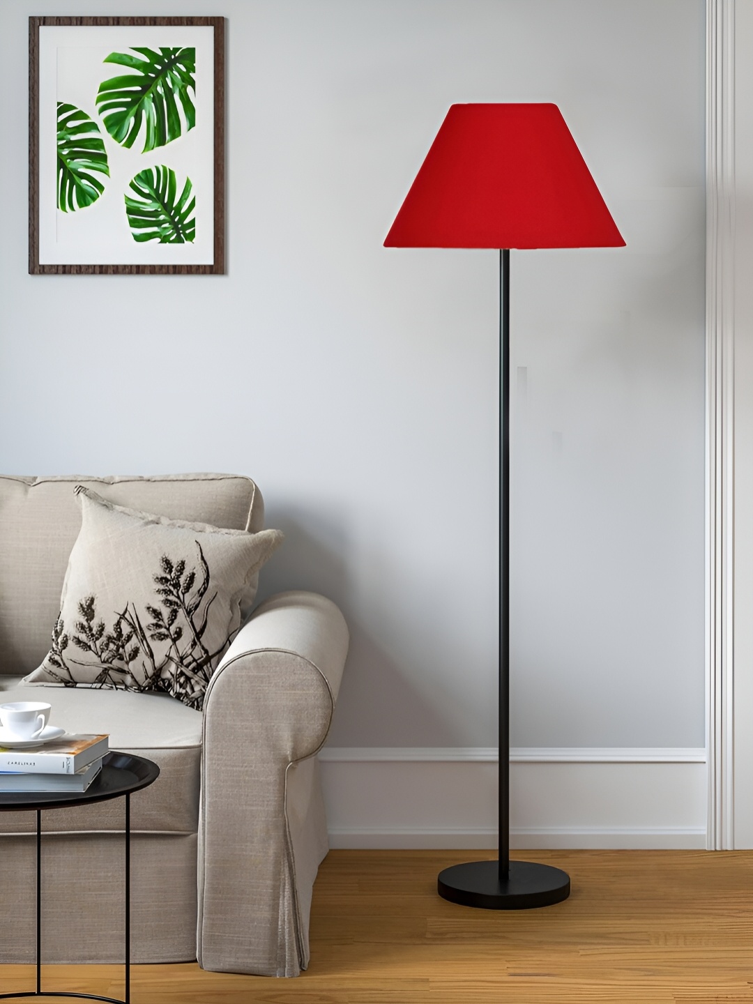 

Devansh Red Cotton Conical Shade Floor Lamp With Shade