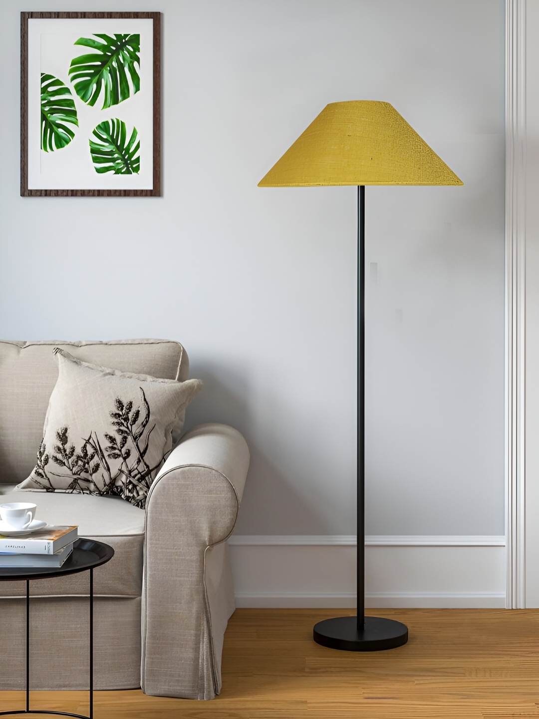 

Devansh Yellow Metal Floor Lamp With Shade