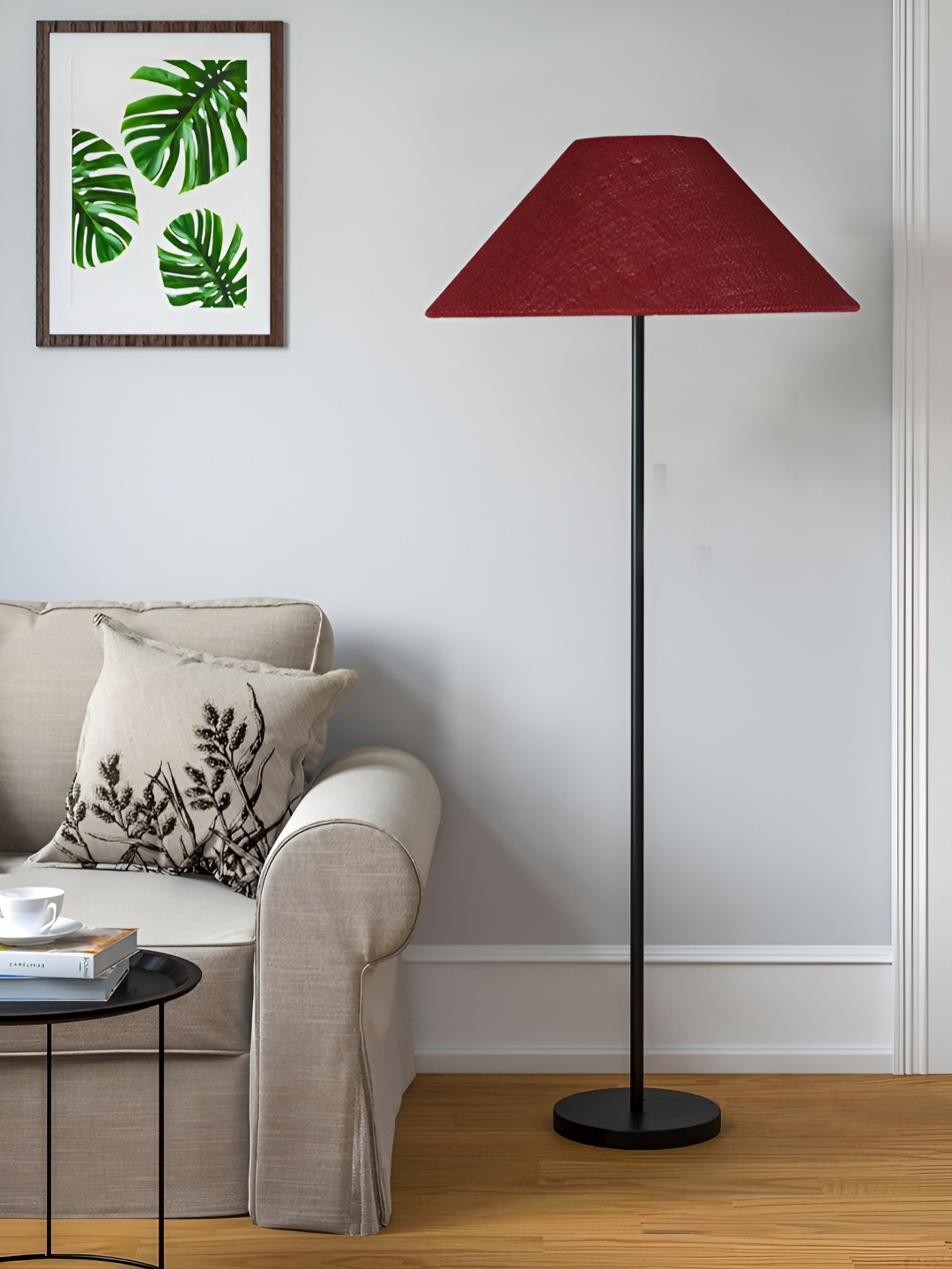 

Devansh Maroon Jute Coolie Shade Floor Lamp With Shade