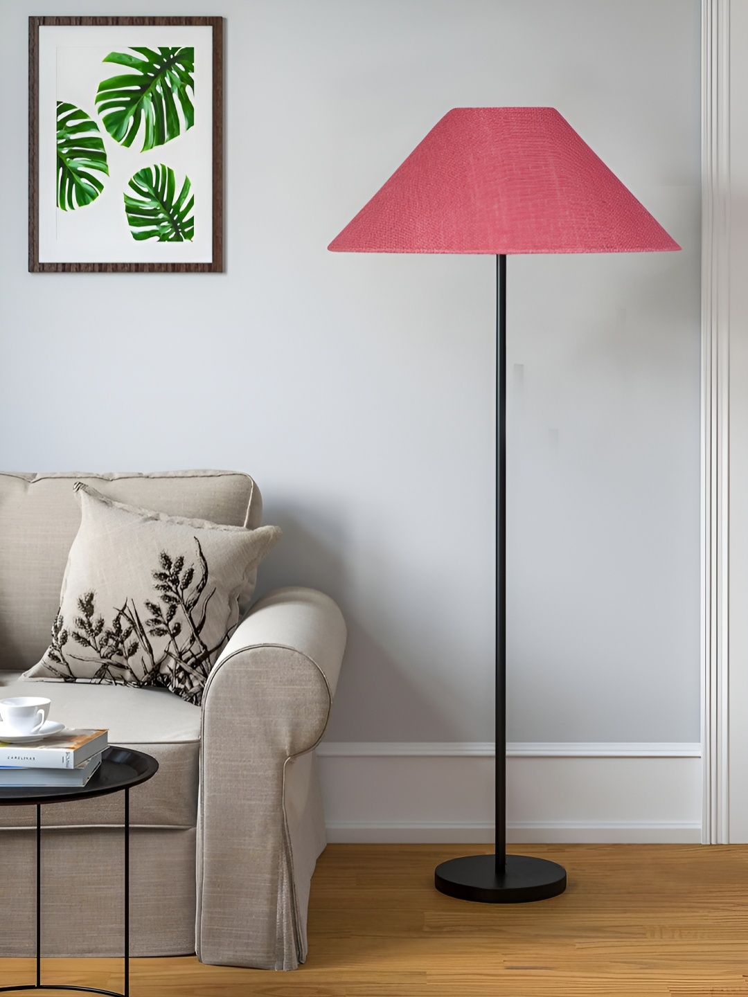 

Devansh Pink Jute Coolie Shade Floor Lamp With Shade