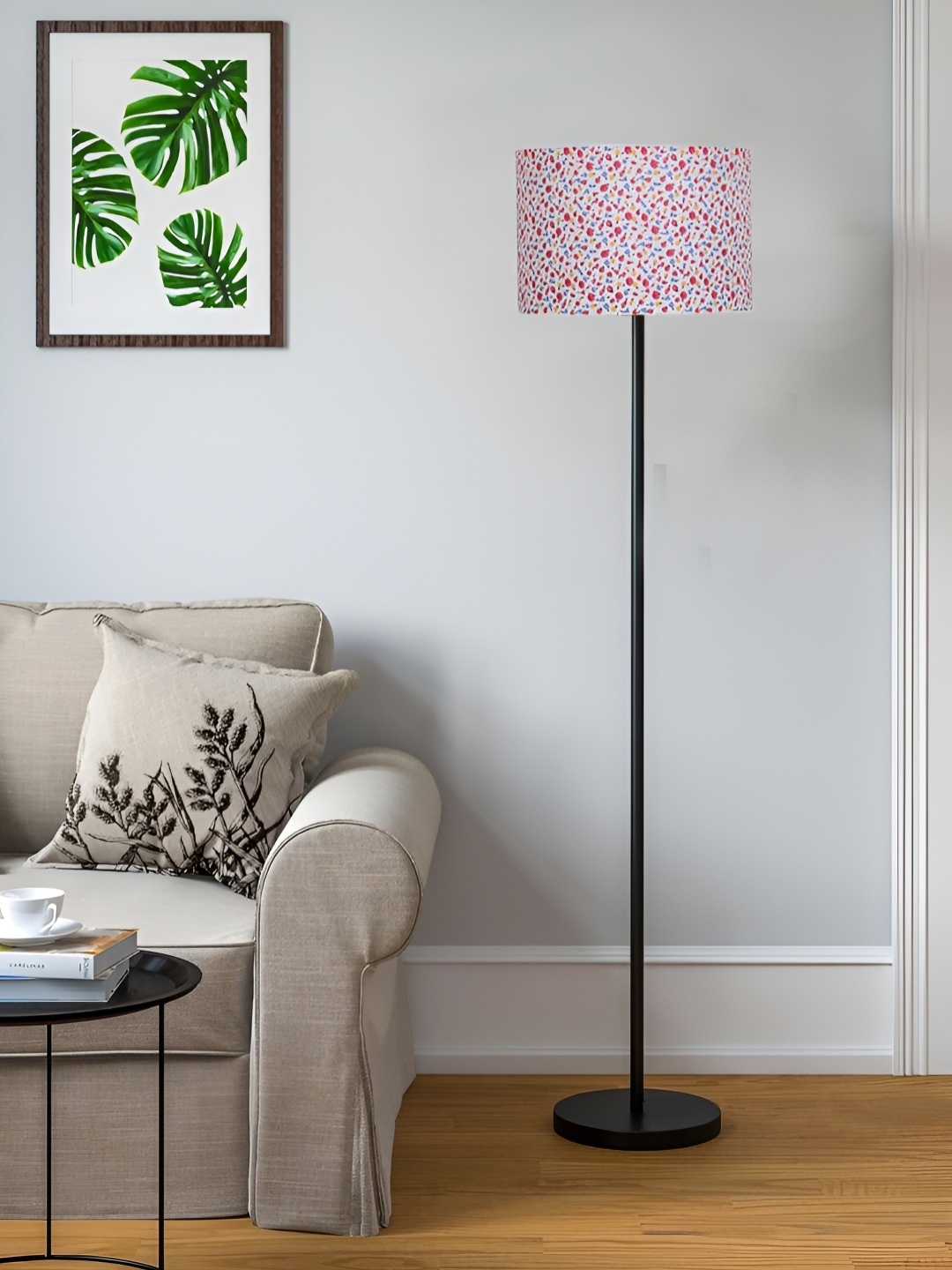 

Devansh White & Red Cotton Floor Lamp With Shade