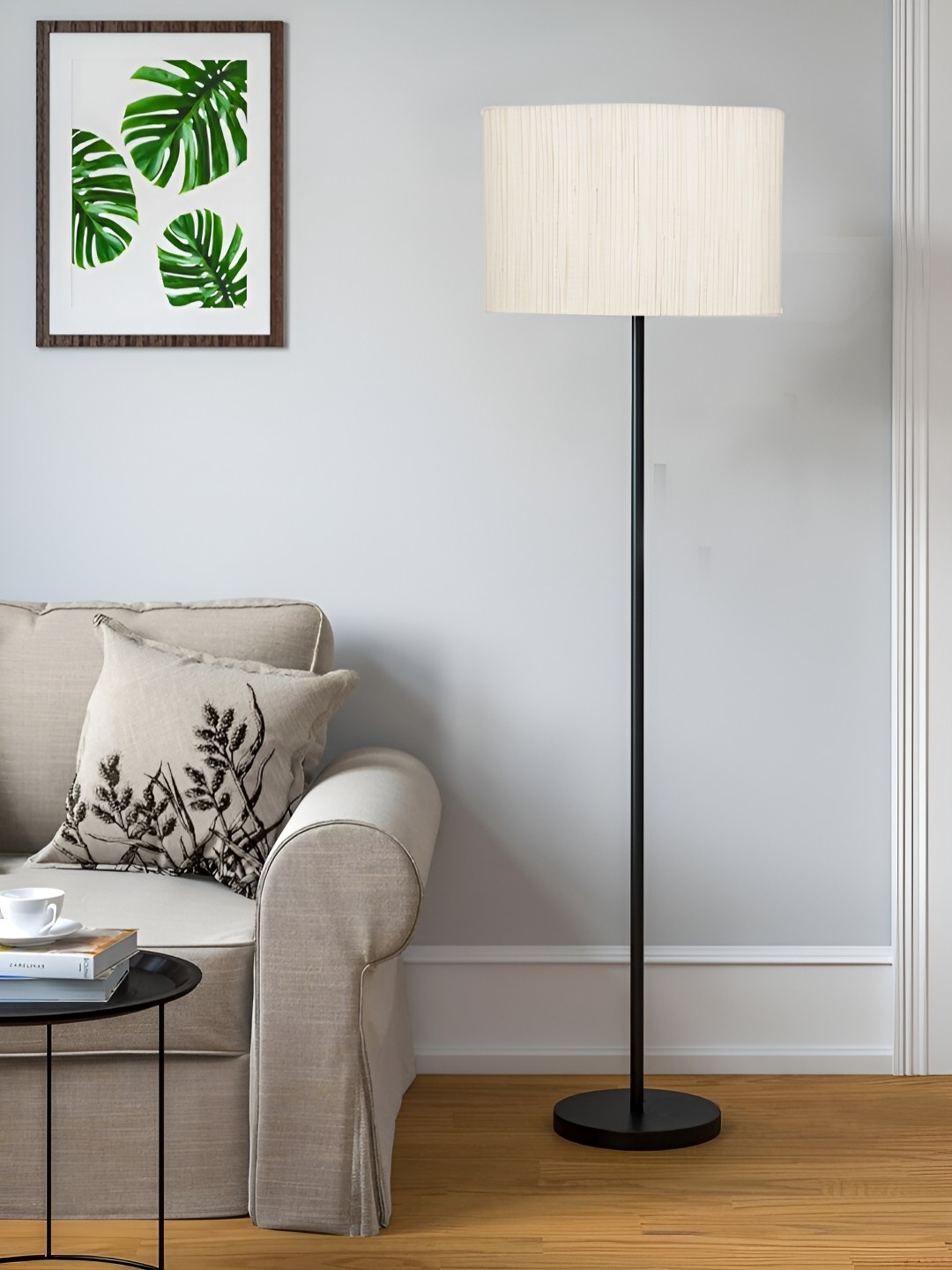

Devansh Off White Cotton Drum Floor Lamp With Shade