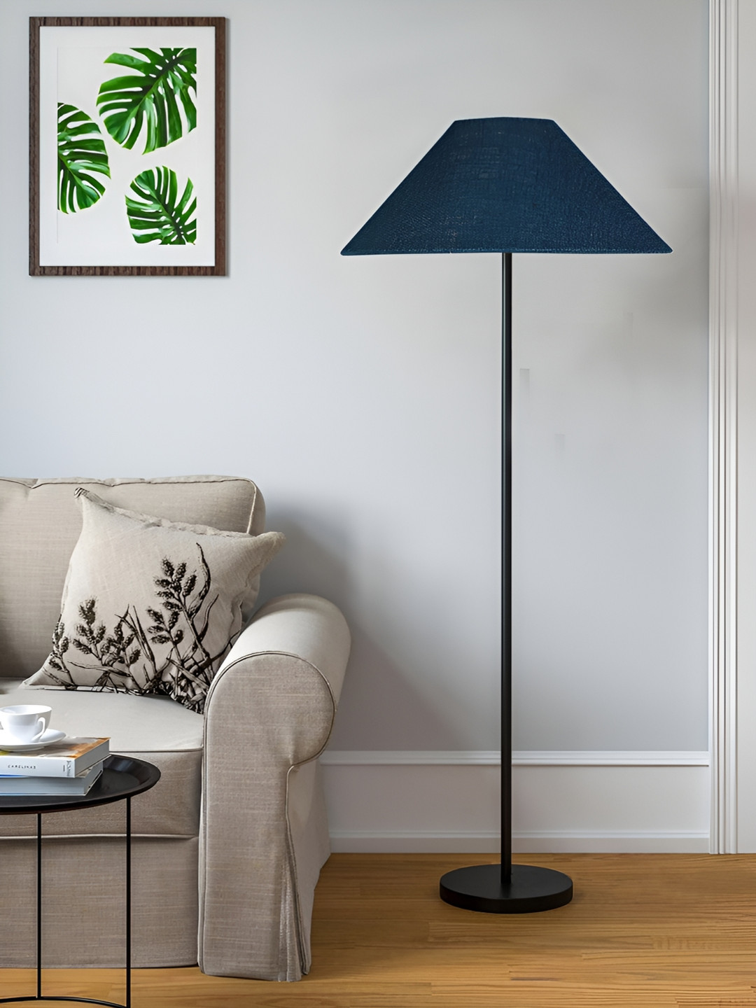 

Devansh Blue Jute Floor Lamp With Coolie Shade