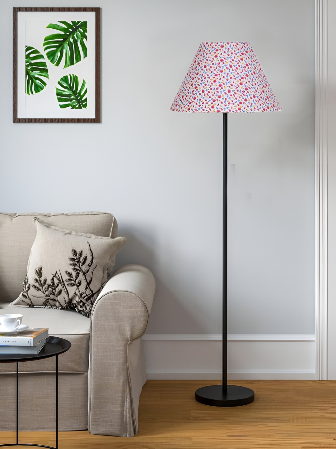 

Devansh White & Red Iron Floor Lamp With Conical Shade