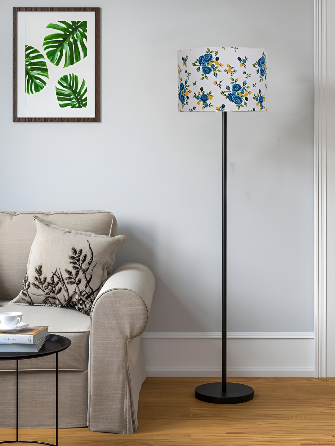 

Devansh White & Blue Iron Floor Lamp With Shade