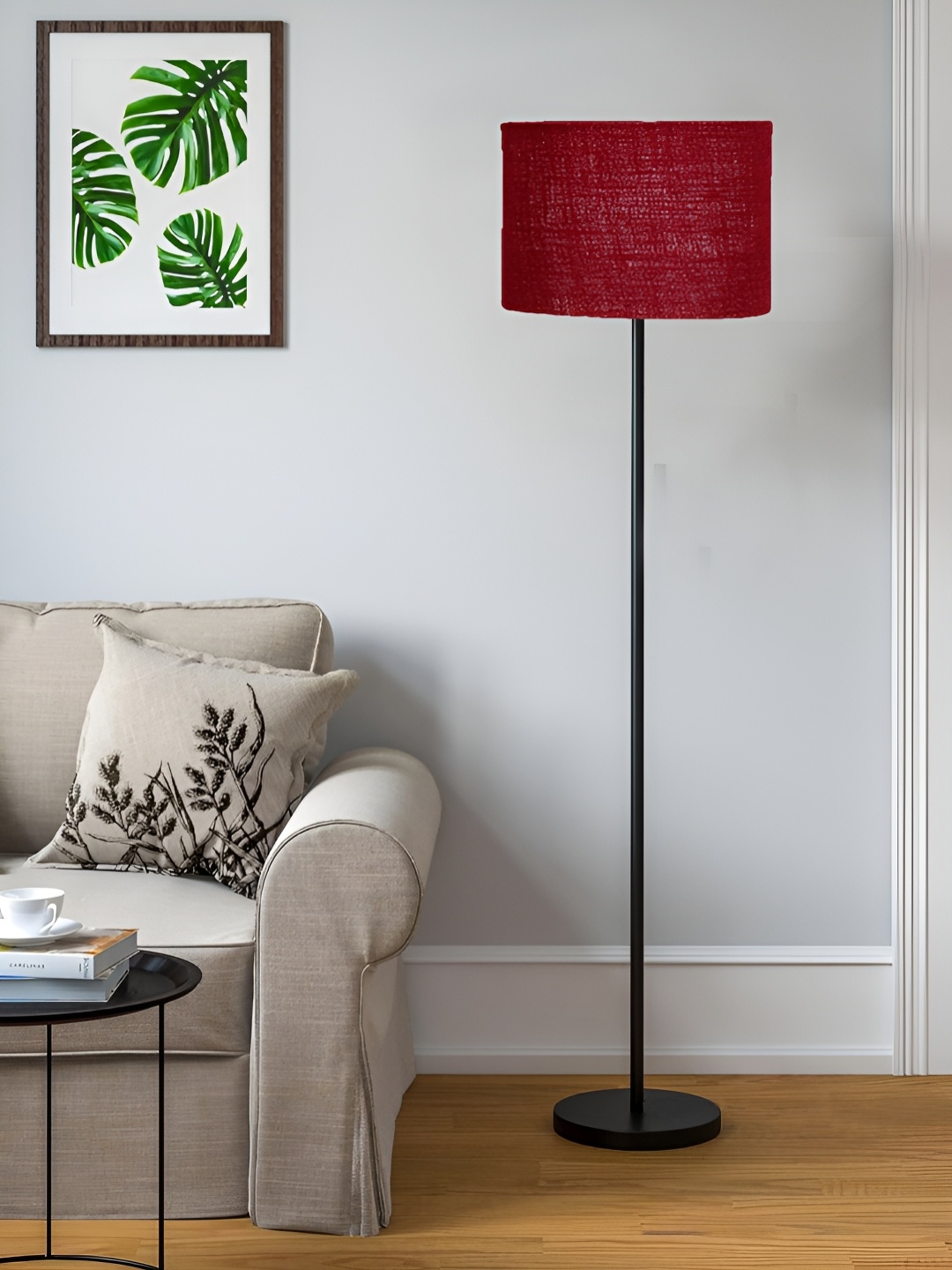 

Devansh Maroon Iron Floor Lamp With Drum Shade