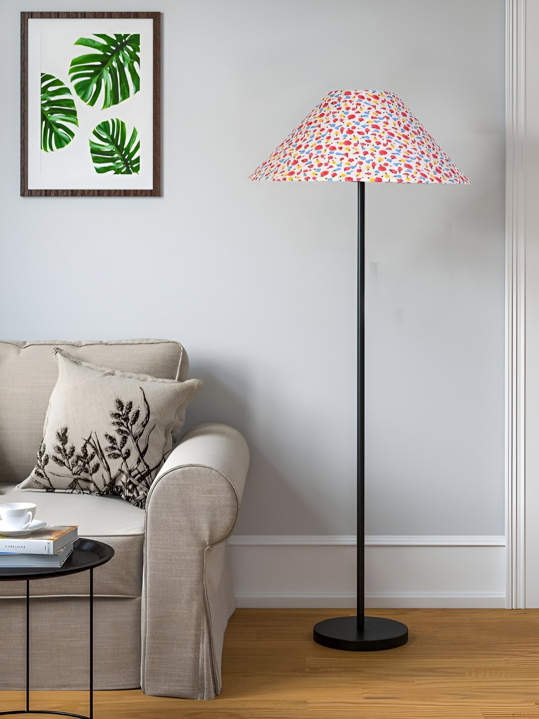 

Devansh White & Red Metal Floor Lamp With Shade