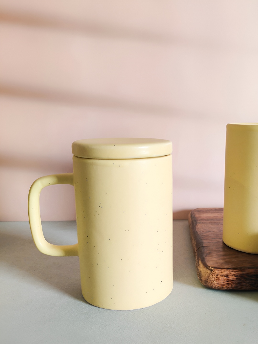 

One Posh Home Yellow Solid Stoneware Matte Mugs Set of Cups and Mugs