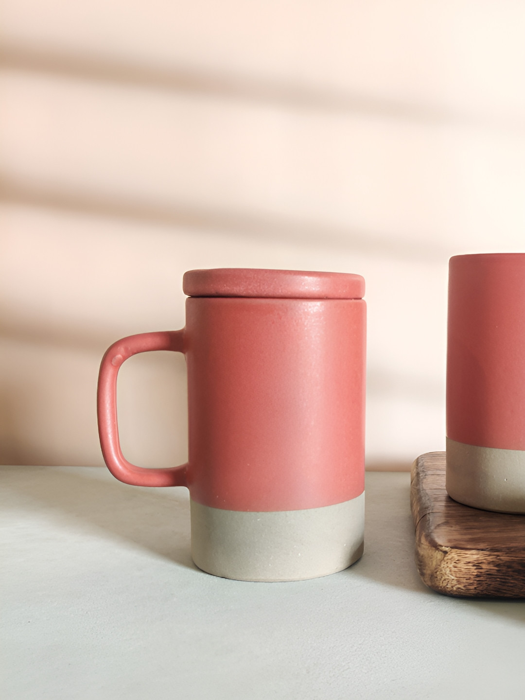 

One Posh Home Red & Beige Solid Stoneware Matte Cups Set of Cups and Mugs