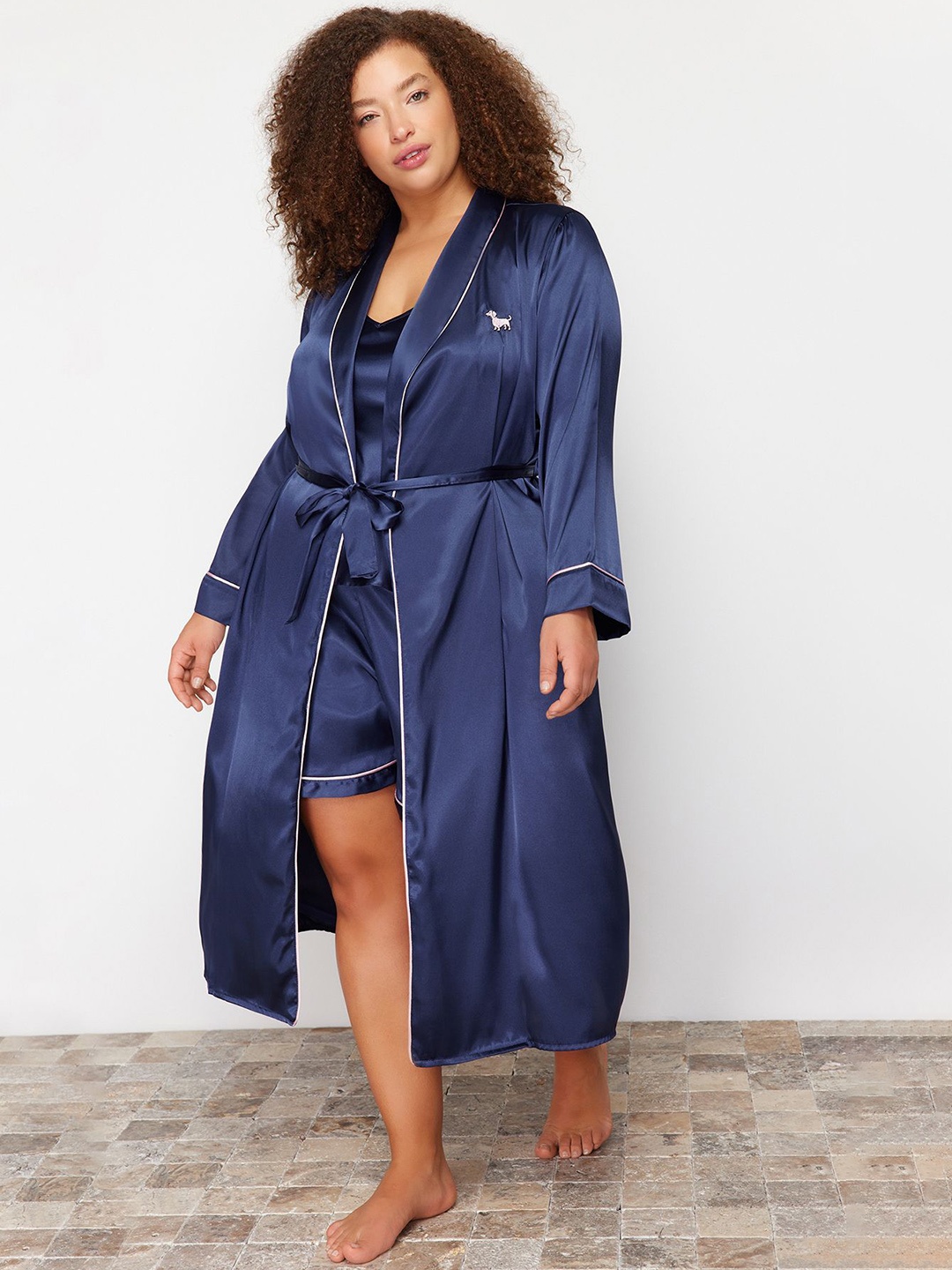 

Trendyol Shawl Collar Robe, Blue