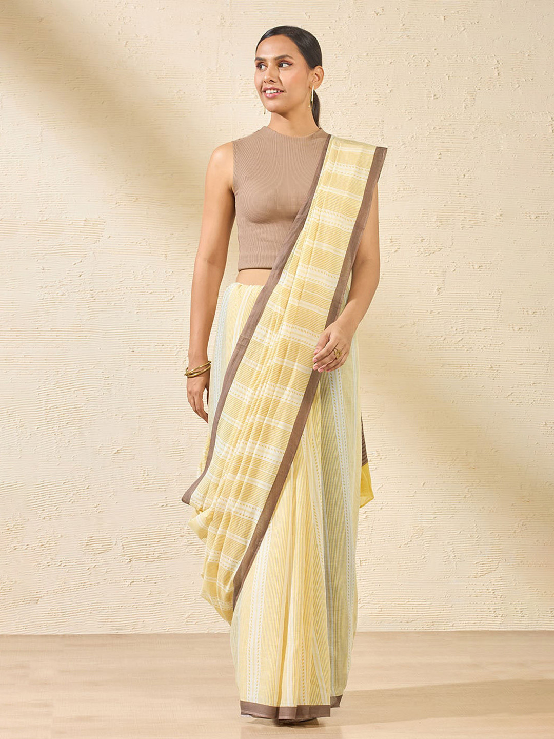 

Taneira Striped Saree, Yellow