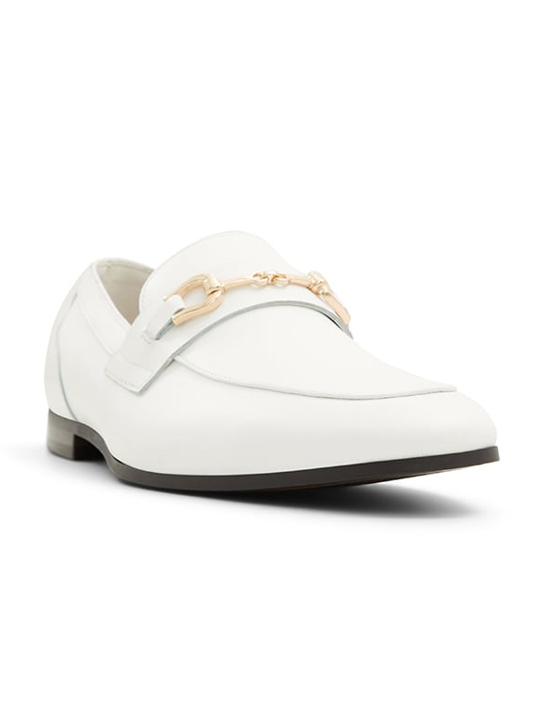 

ALDO Men Buckle Detailed Leather Loafers, White