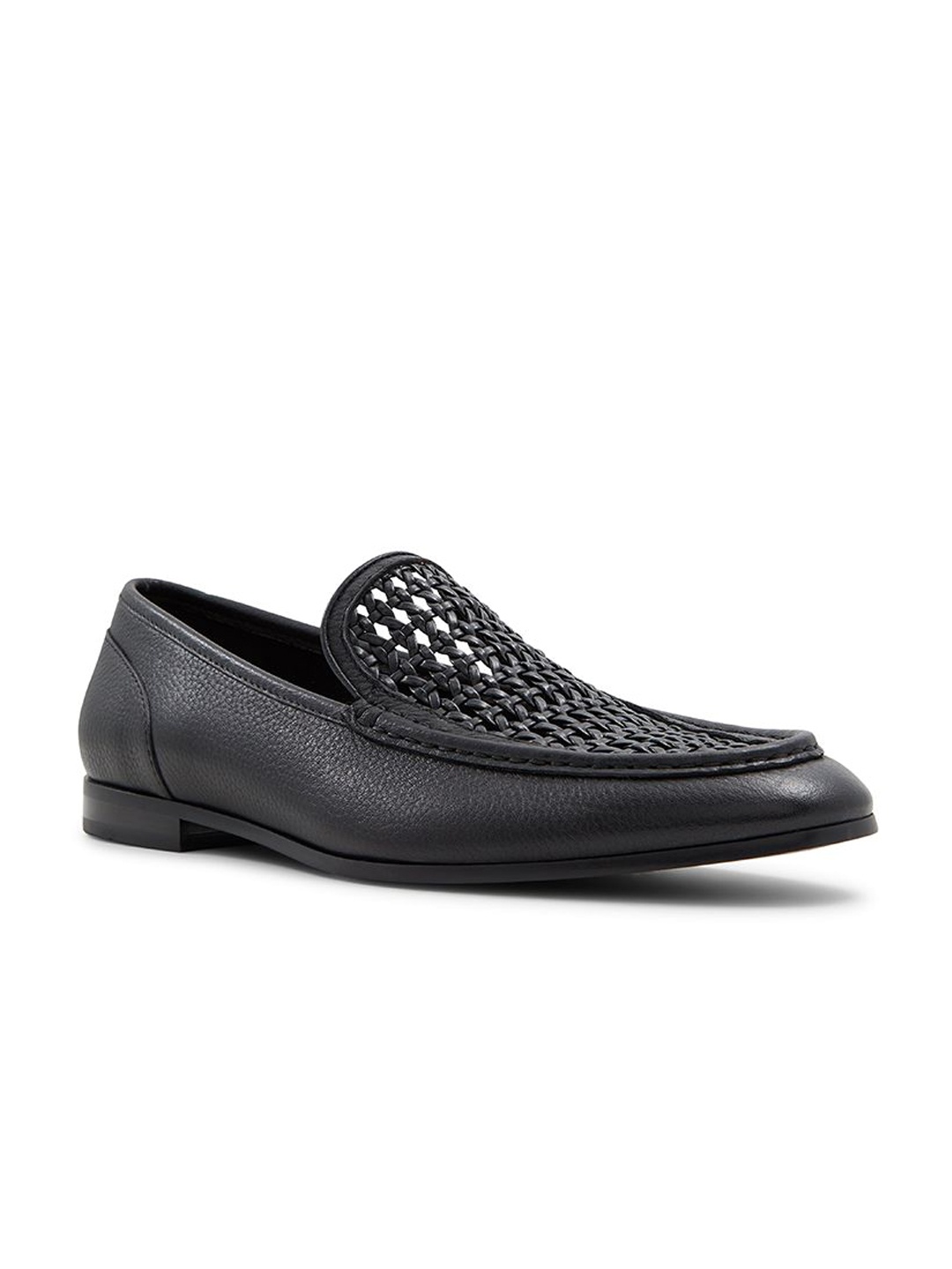 

ALDO Men Woven Textured Leather Loafers, Black