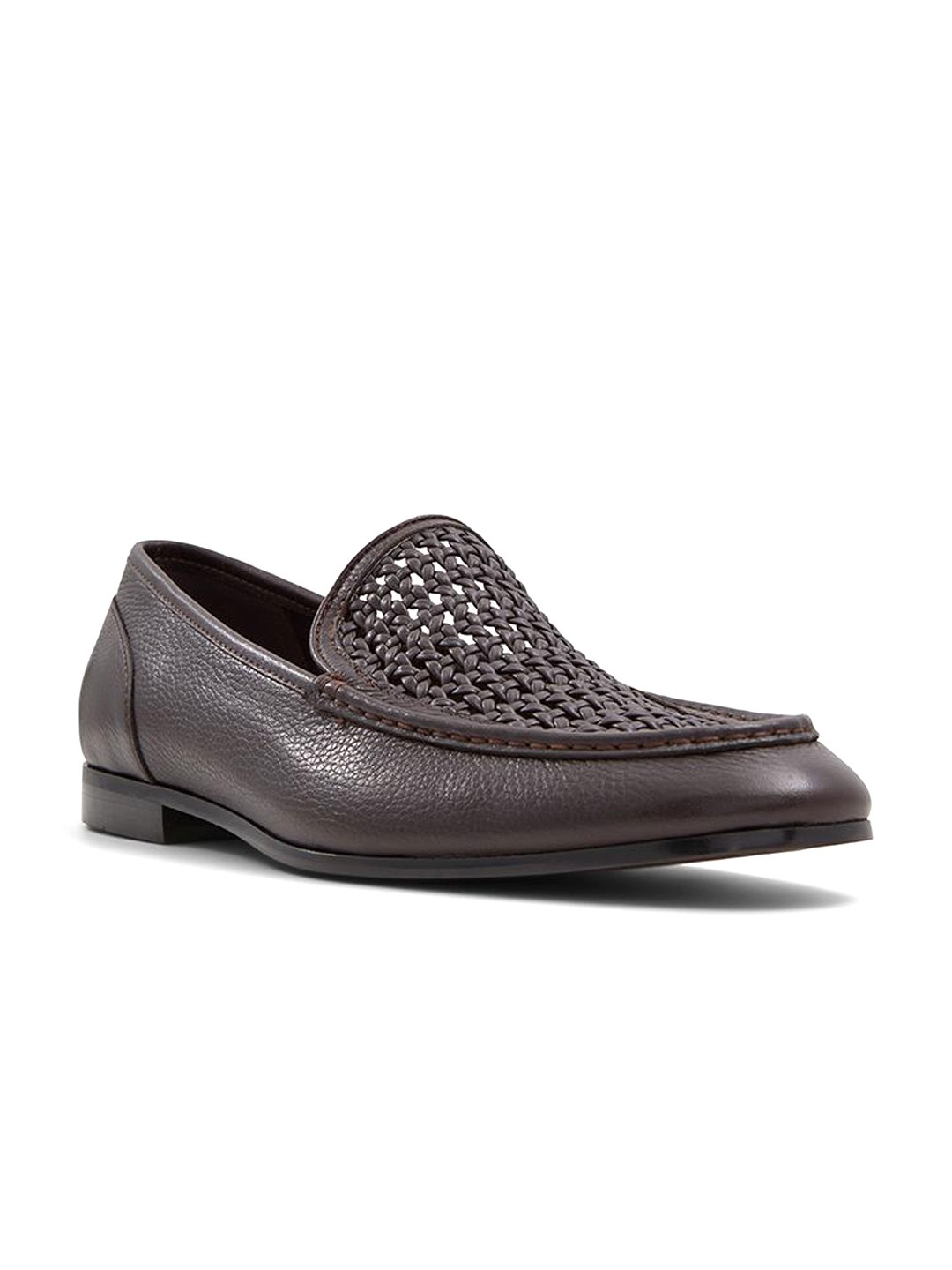 

ALDO Men Porttland Textured Round Toe Comfort Insole Leather Loafers, Brown