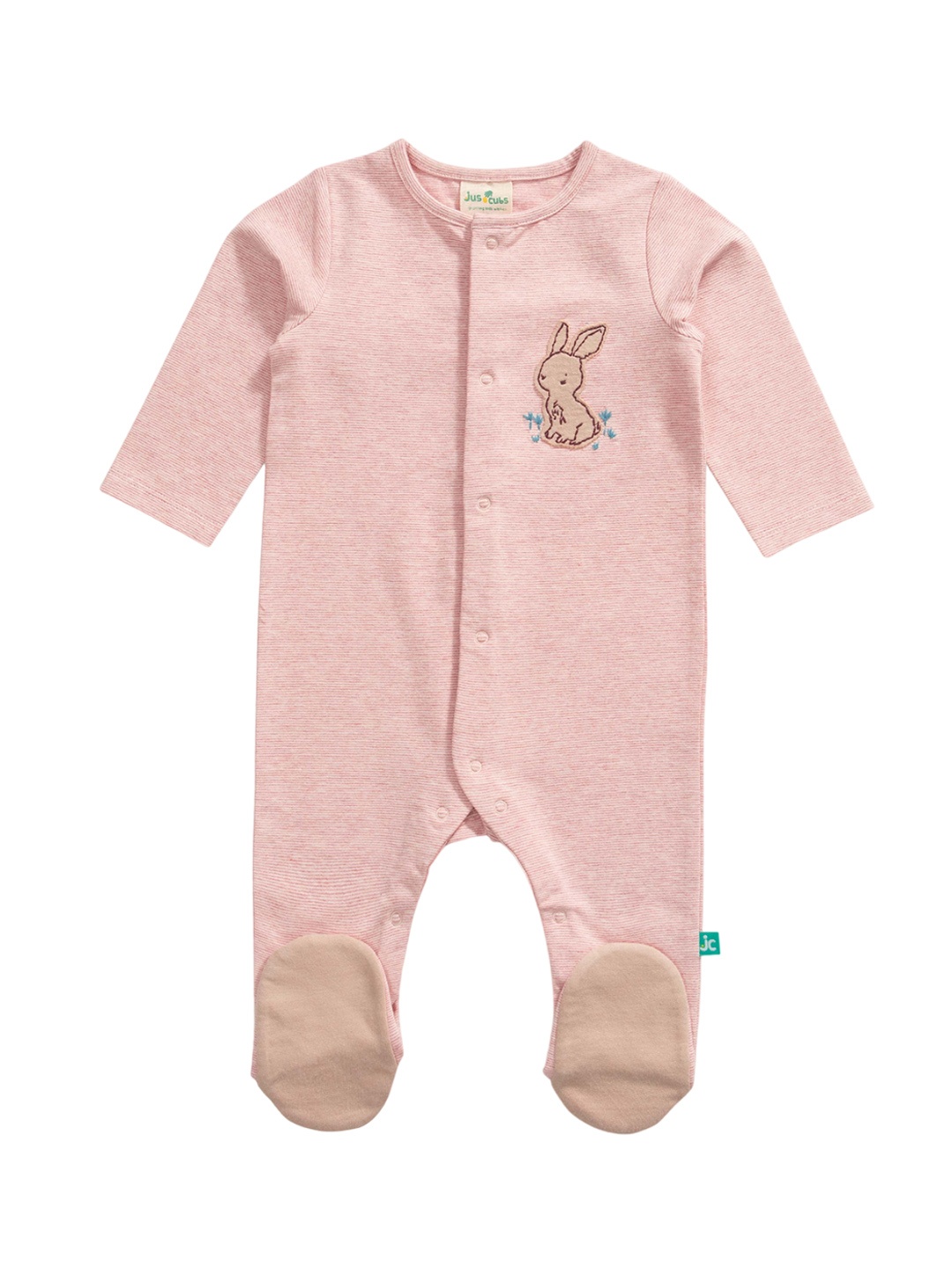 

JusCubs Infant Girls Embroidered Cotton Sleepsuit, Pink