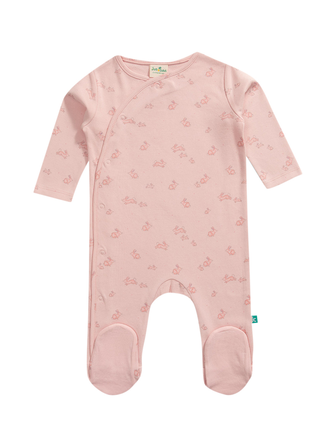 

JusCubs Girls Printed Round Neck Cotton Sleepsuit, Pink