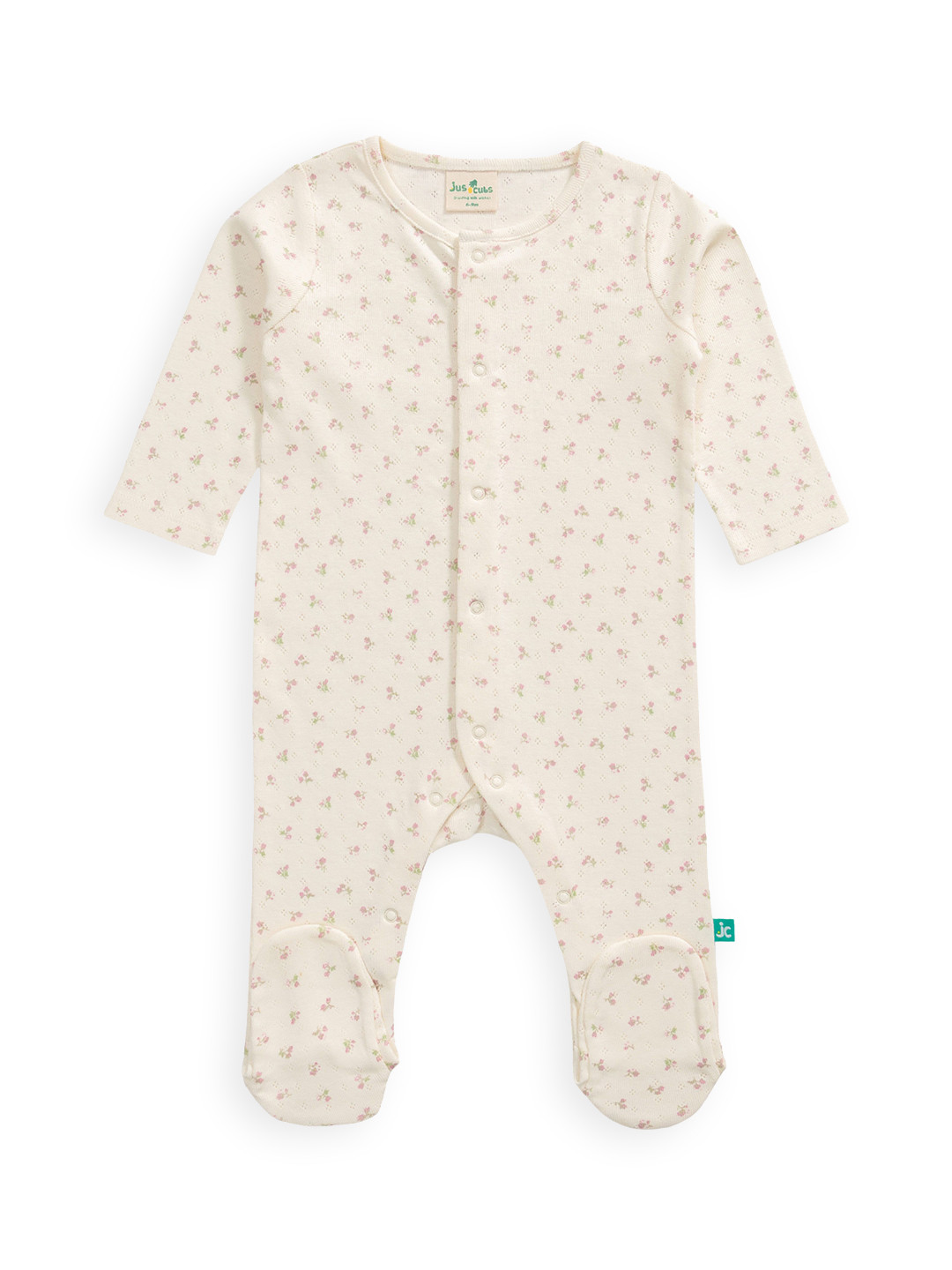 

JusCubs Infants Girls Printed Cotton Sleepsuit, Off white
