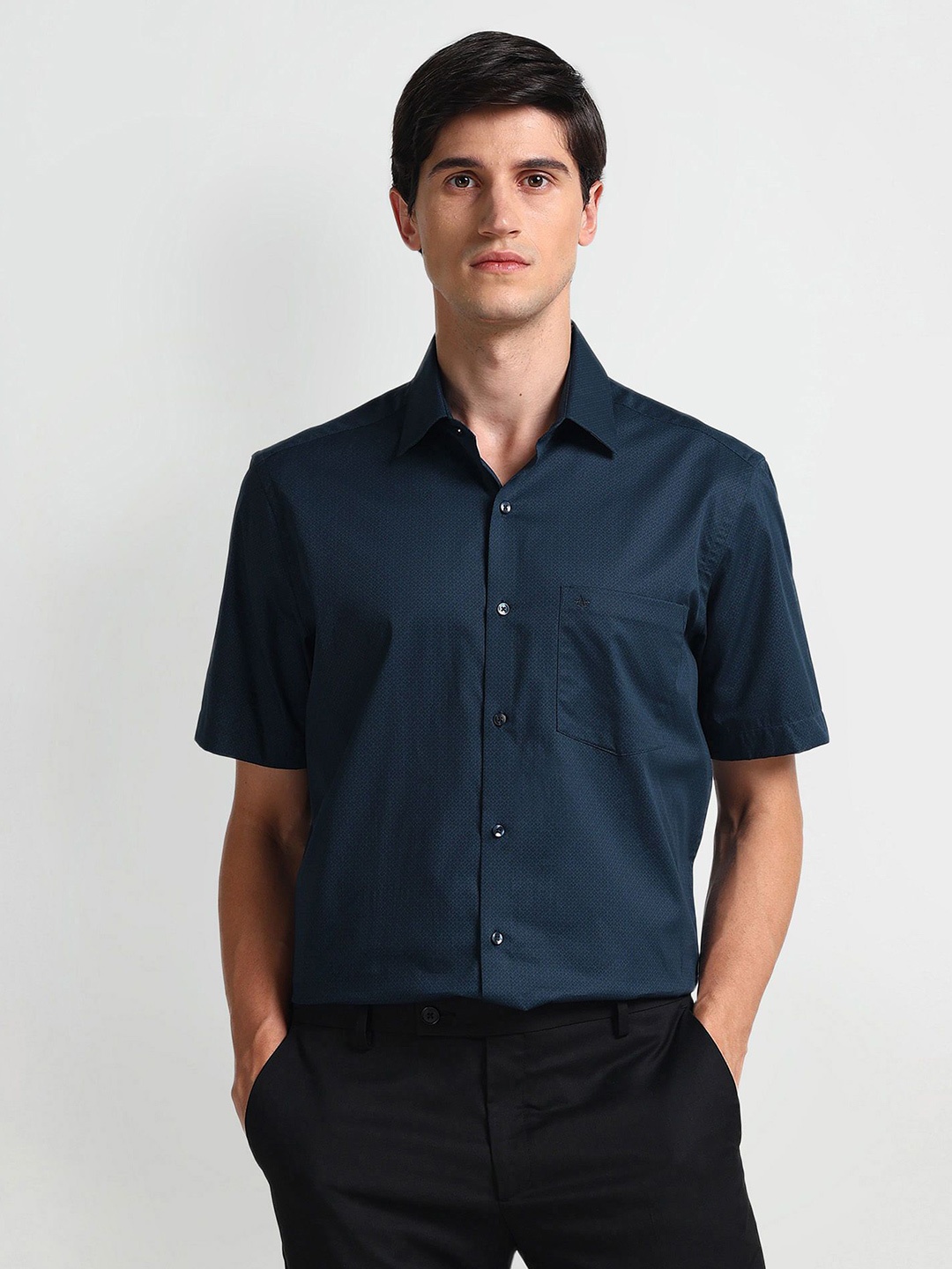 

Arrow Micro Ditsy Printed Twill Cotton Formal Shirt, Blue