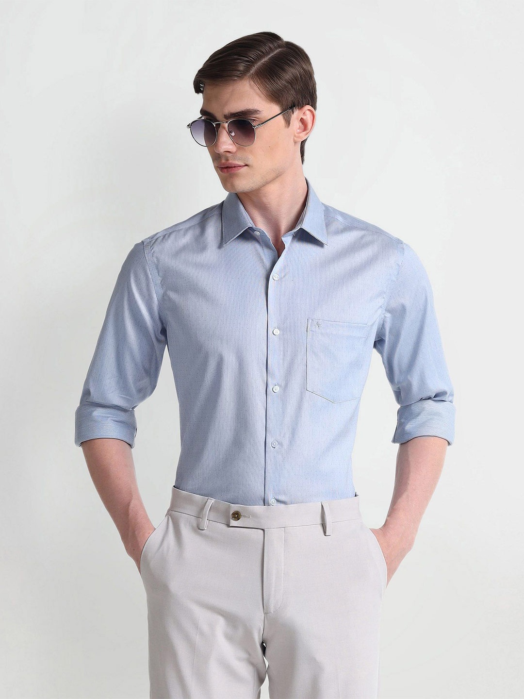 

Arrow Slim Fit Pure Cotton Formal Shirt, Blue