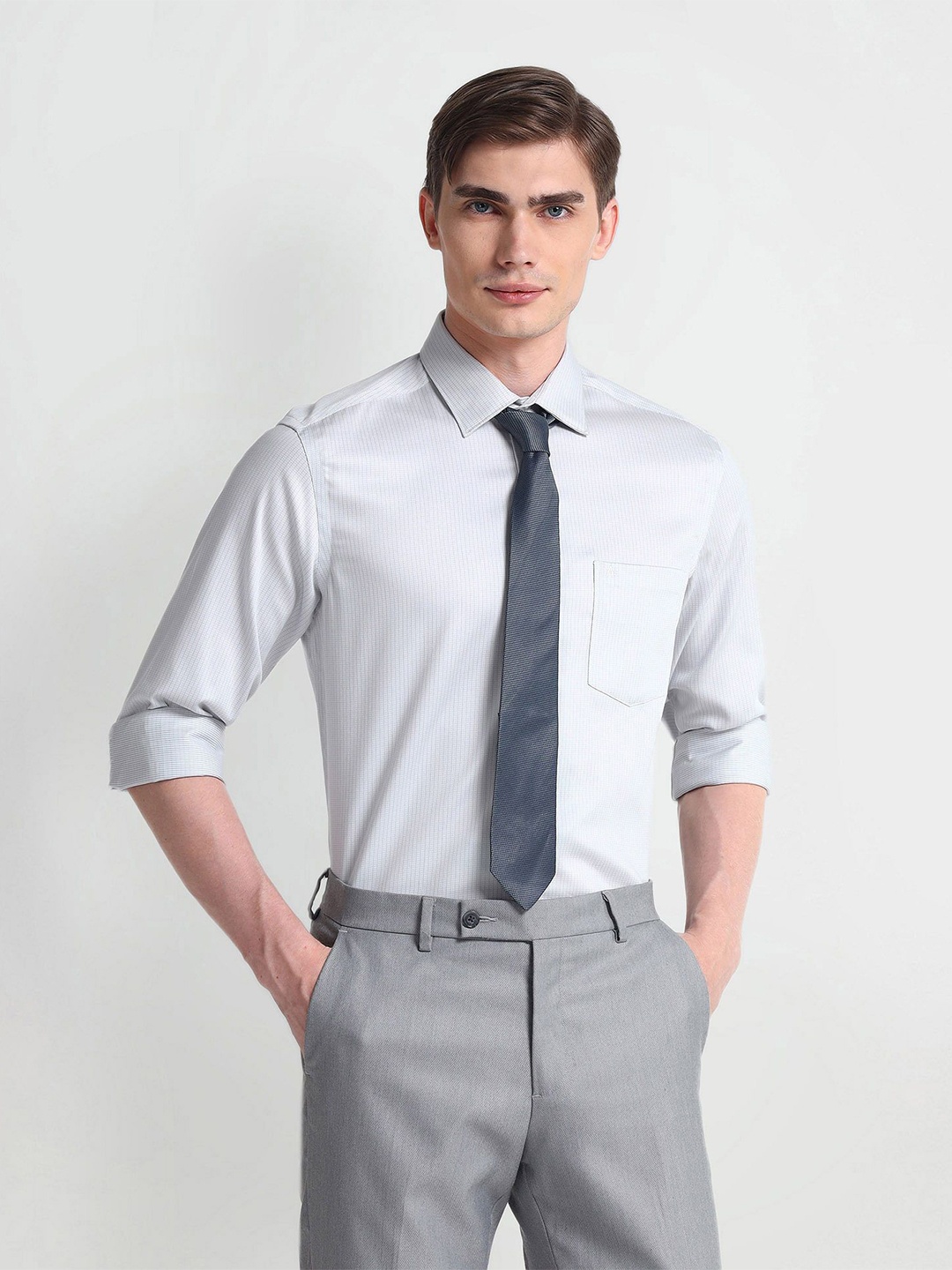 

Arrow Striped Slim Fit Formal Shirt, Grey