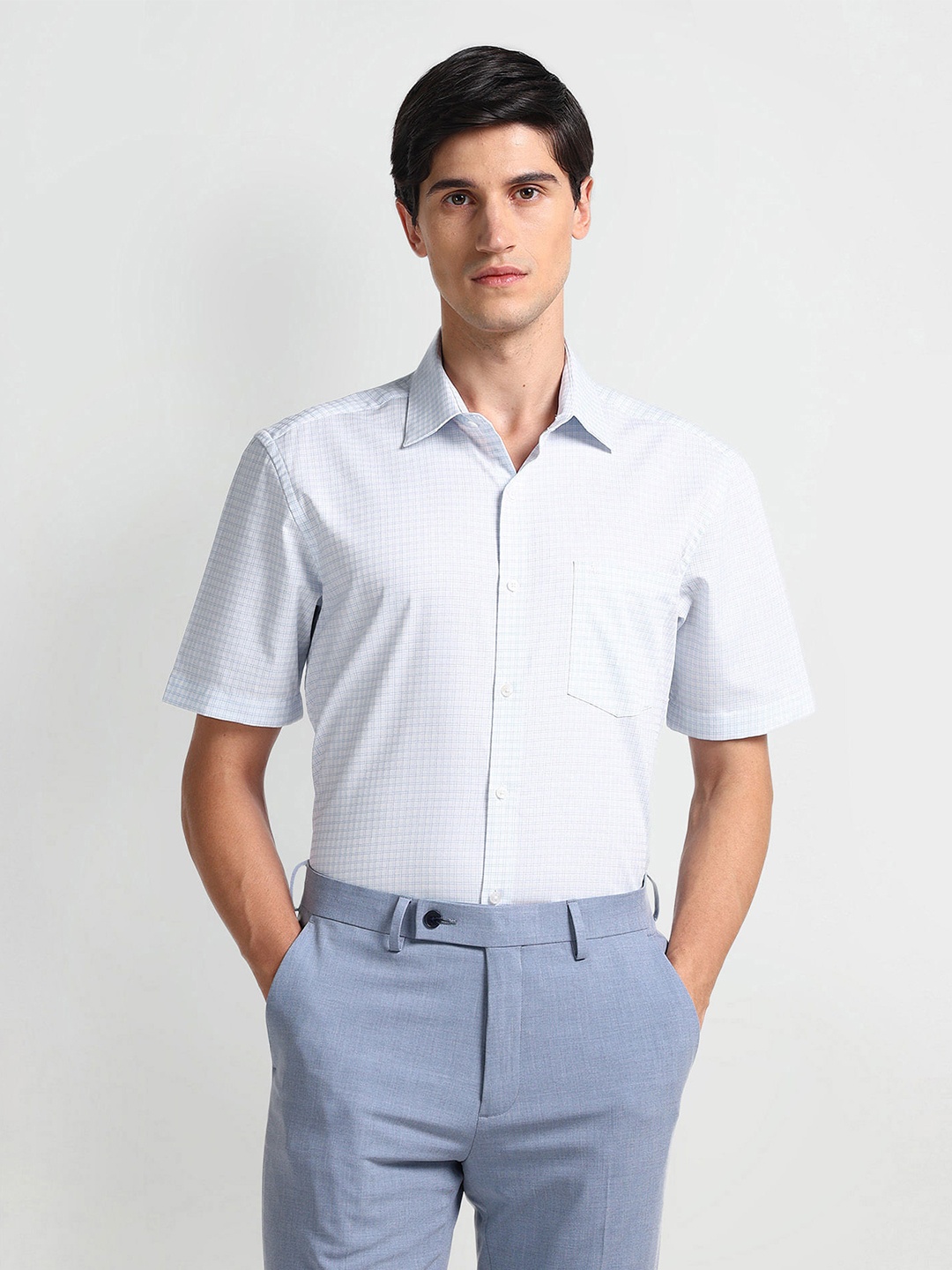 

Arrow Checked Pure Cotton Formal Shirt, Blue