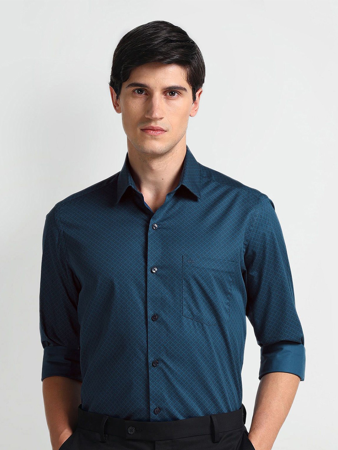 

Arrow Slim Fit Micro Ditsy Printed Cotton Formal Shirt, Blue