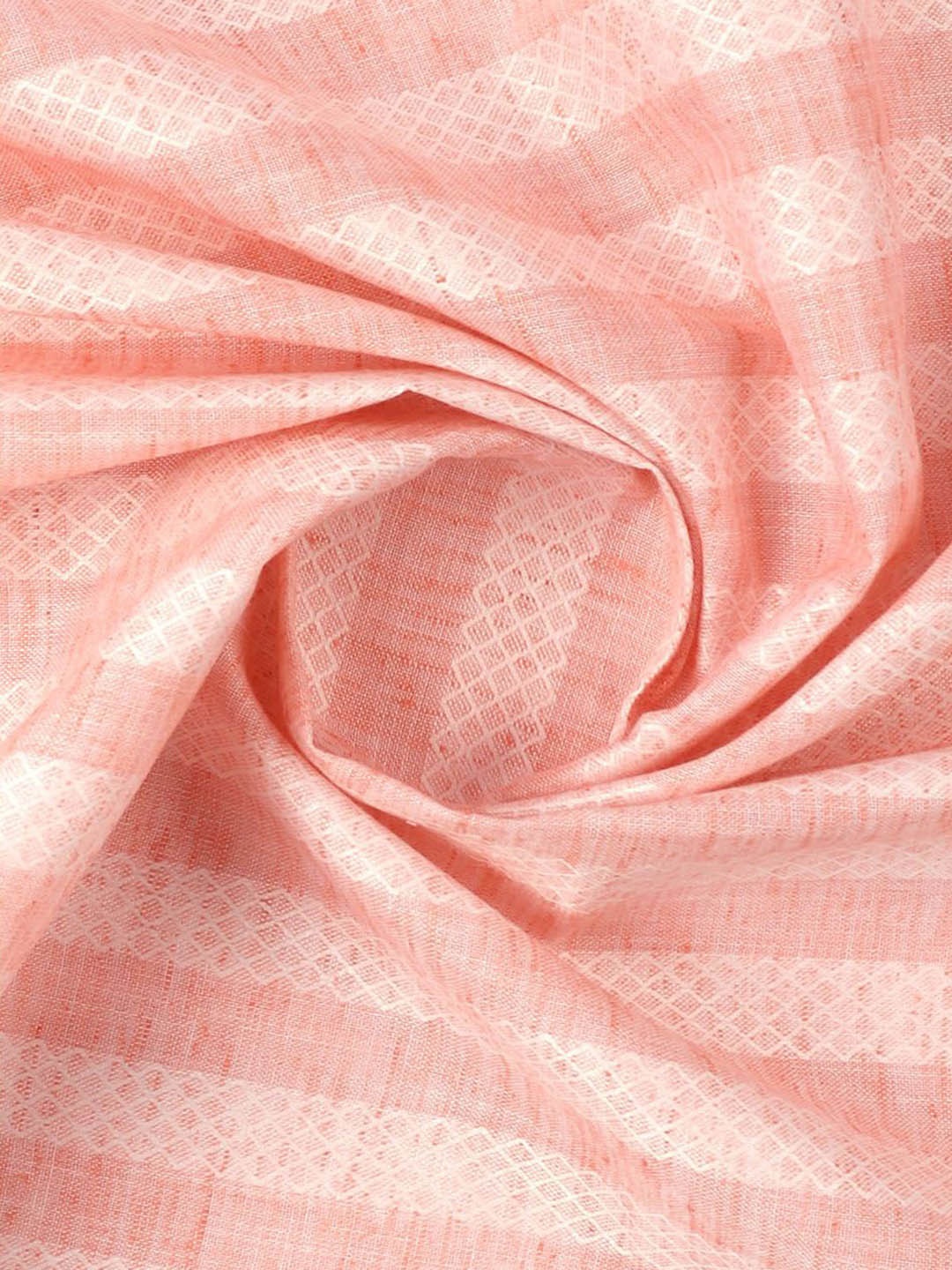 

Ramraj Men Striped Cotton Unstitched Shirt Fabric, Peach