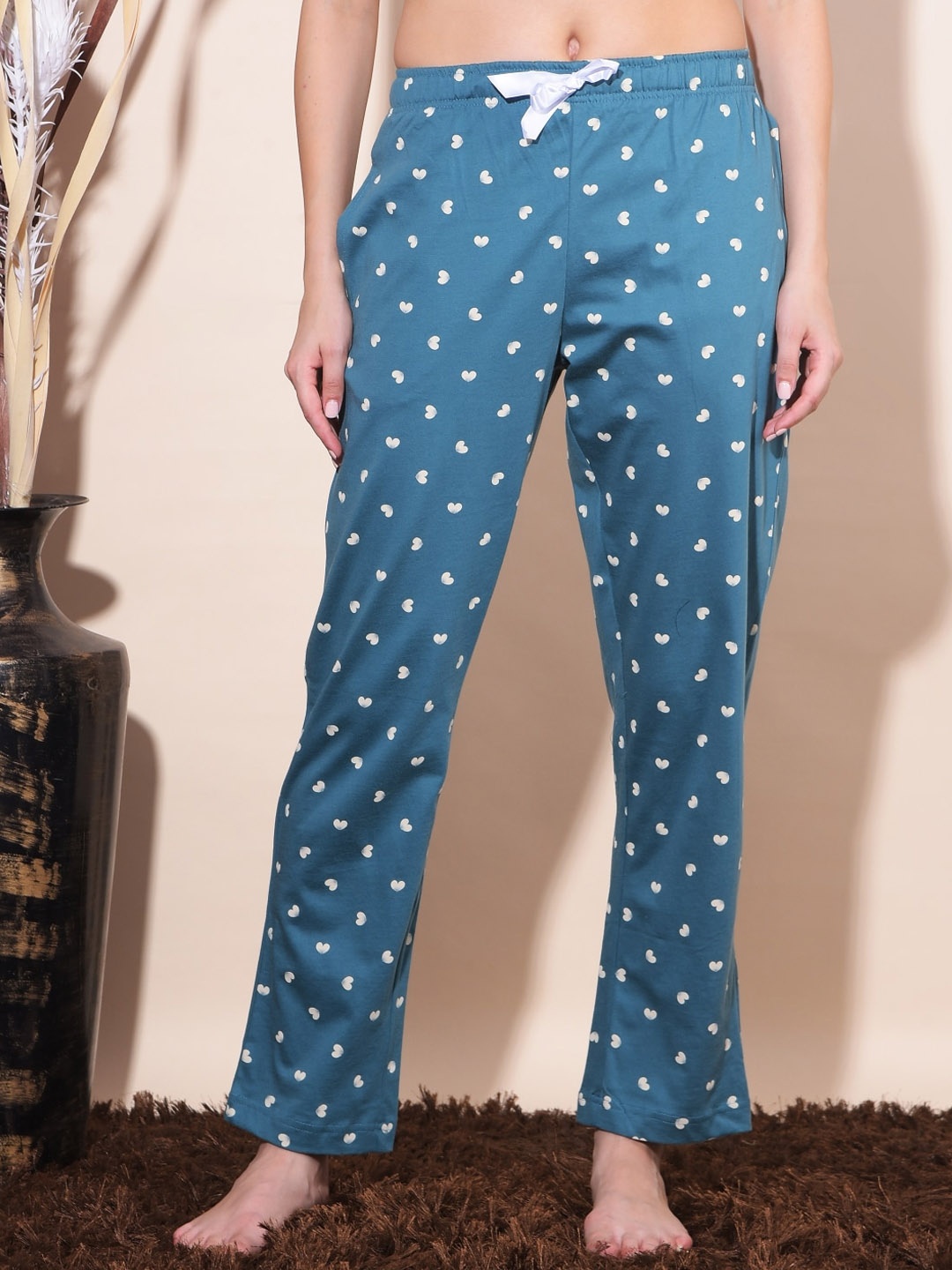 

Dollar Missy Women Printed Mid-Rise Lounge Pants, Blue