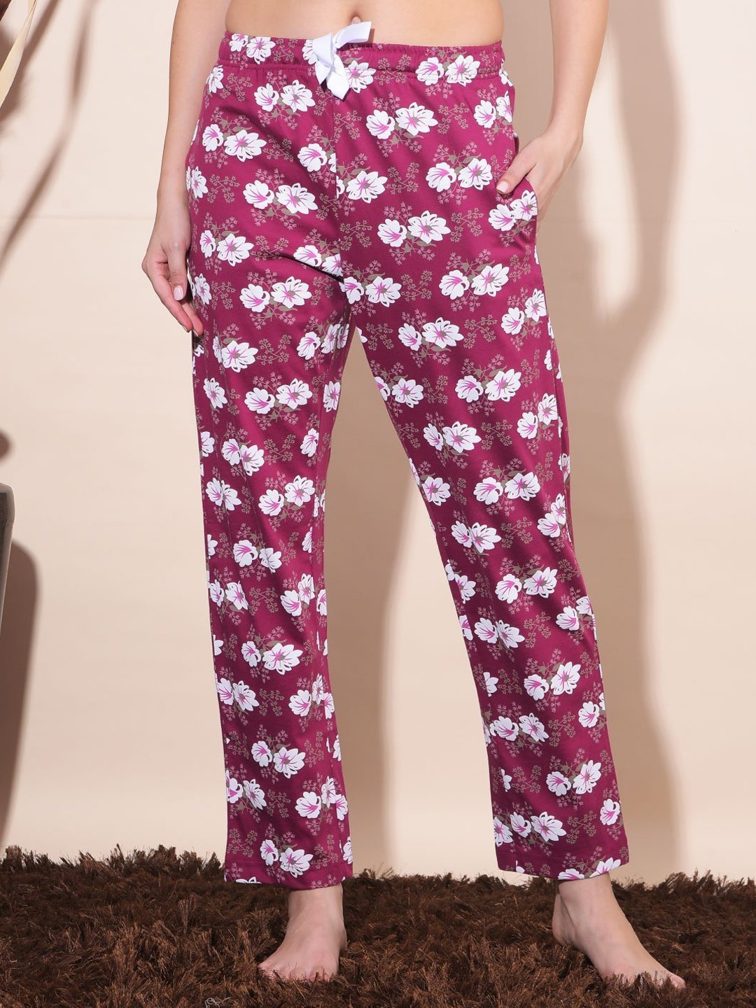 

Dollar Missy Women Printed Mid-Rise Lounge Pants, Magenta