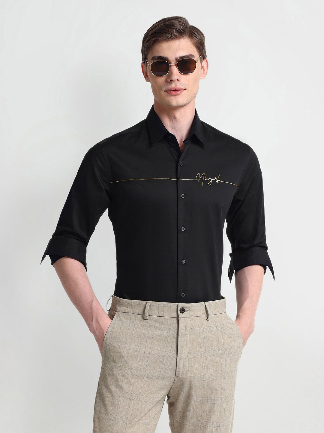 

Arrow New York Slim Fit Cotton Formal Shirt, Black