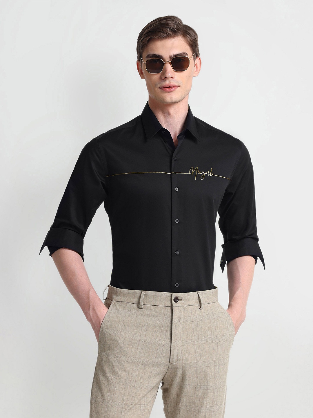 

Arrow New York Slim Fit Cotton Formal Shirt, Black