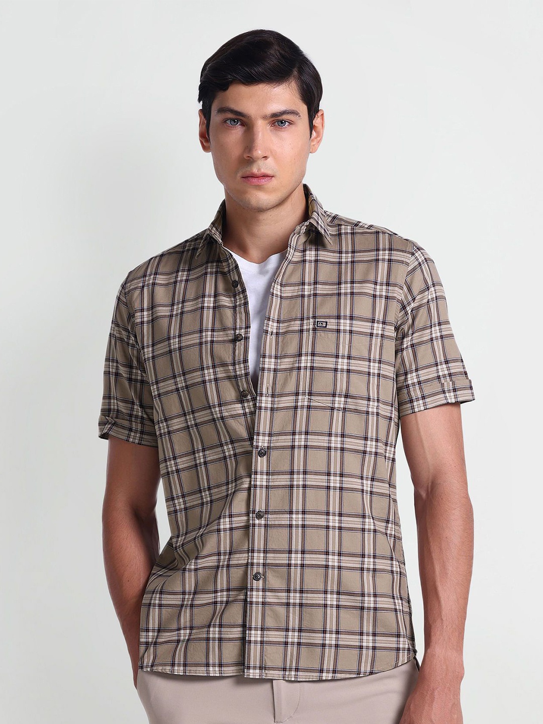 

Arrow Sport Tartan Checks Cotton Casual Shirt, Brown