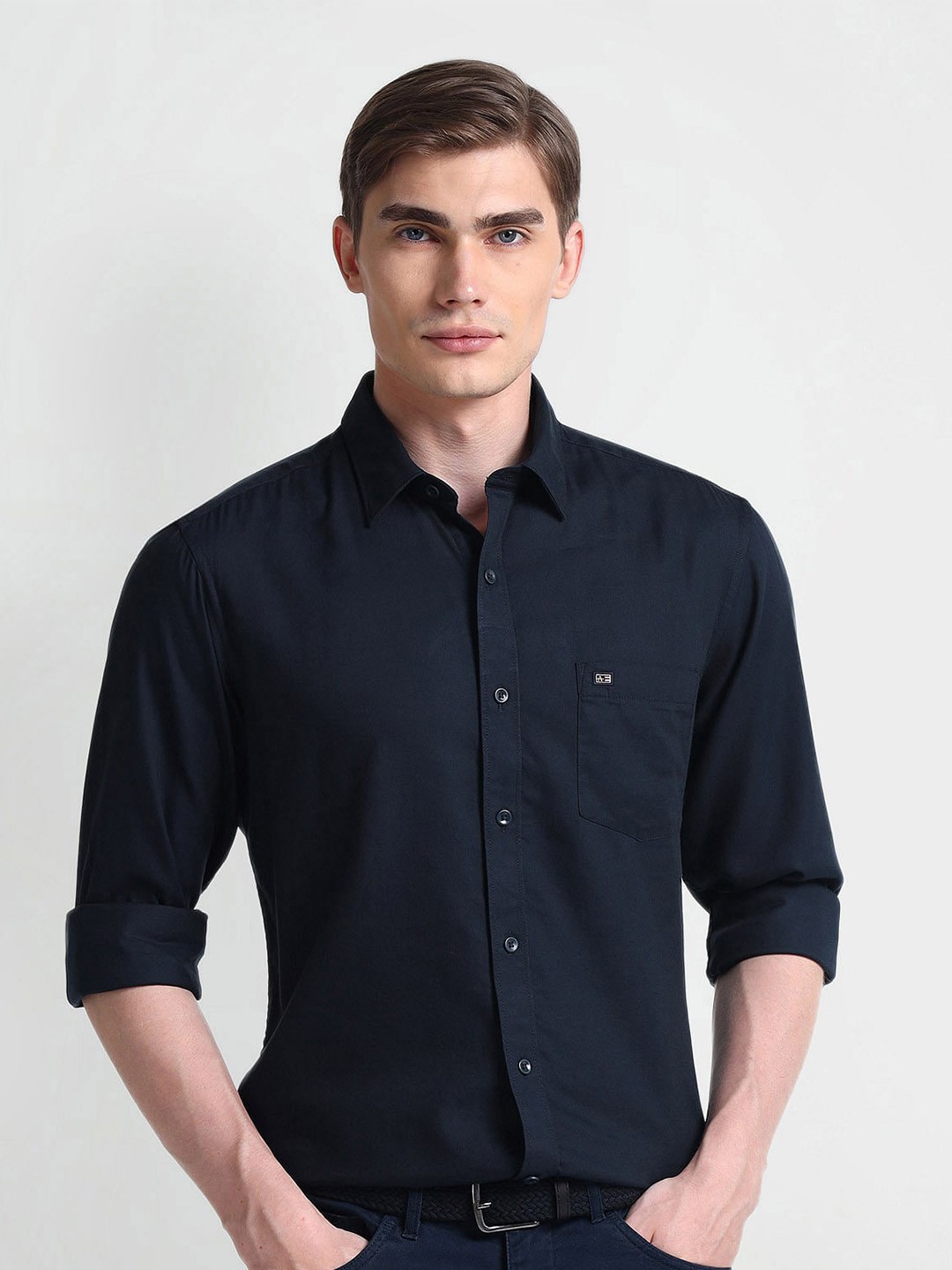 

Arrow Sport Spread Collar Twill Opaque Casual Shirt, Blue