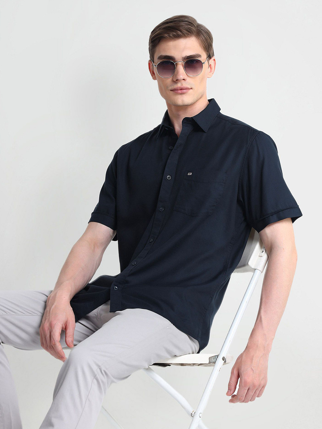 

Arrow Sport Spread Collar Twill Casual Shirt, Blue