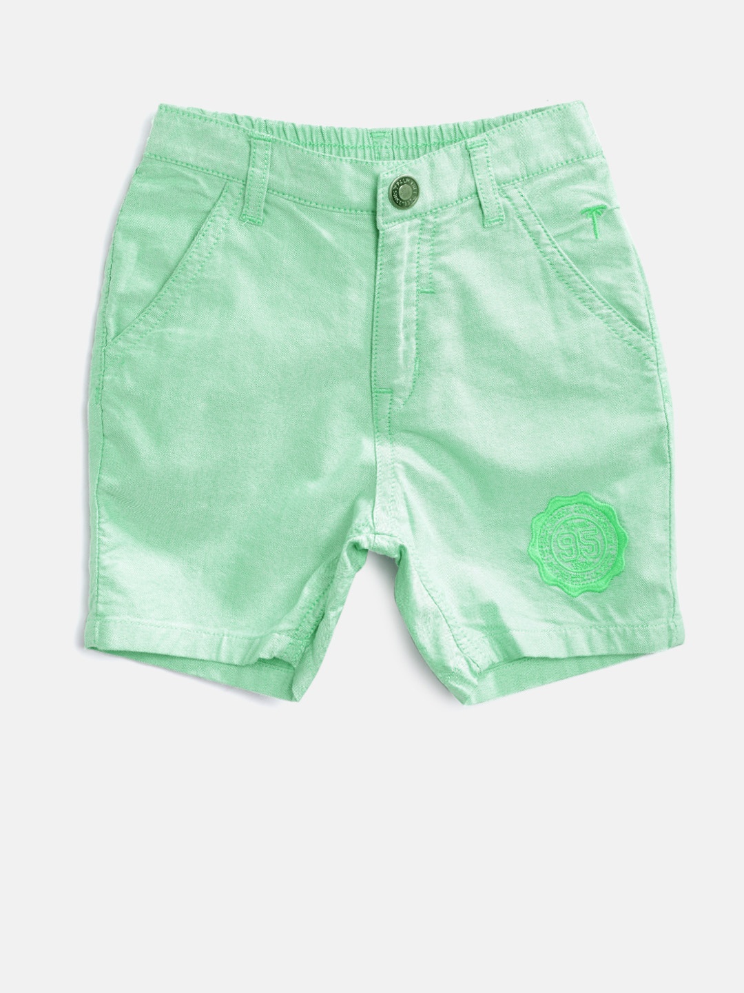 

Palm Tree Boys Green Solid Regular Shorts