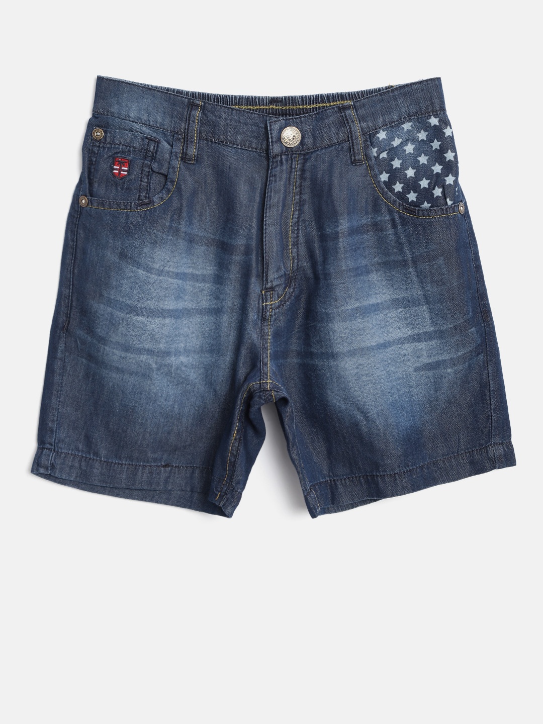 

Palm Tree Boys Navy Washed Denim Shorts, Navy blue