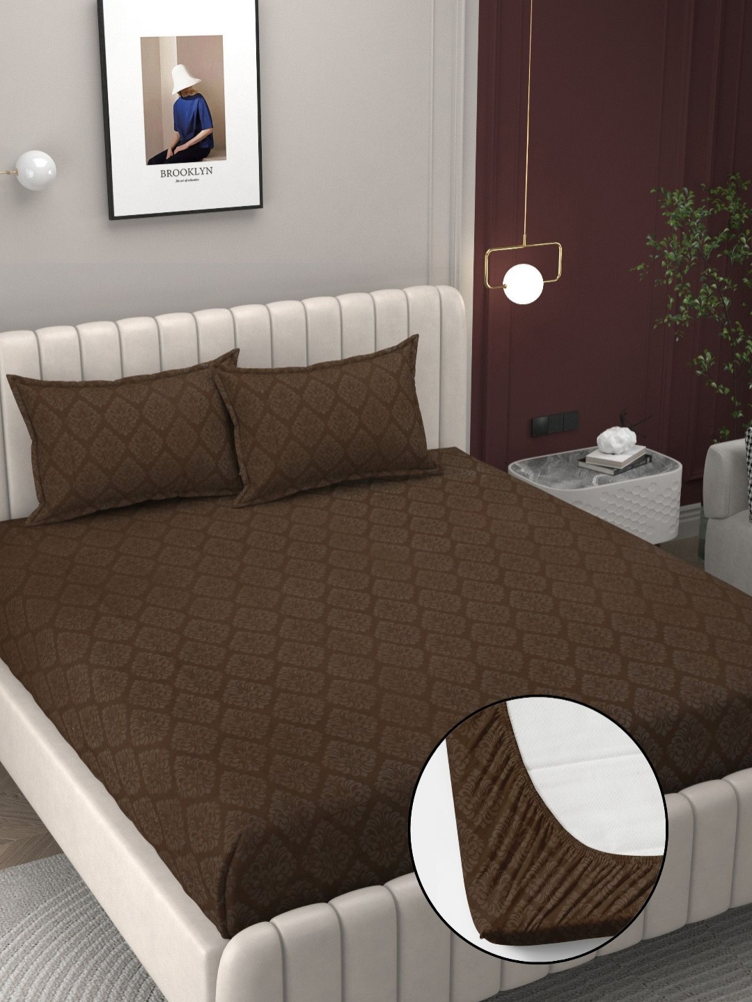 

Bromwick Brown Ethnic Motifs 250 TC Cotton Fitted Crib Bedsheet With 2 Pillow Covers