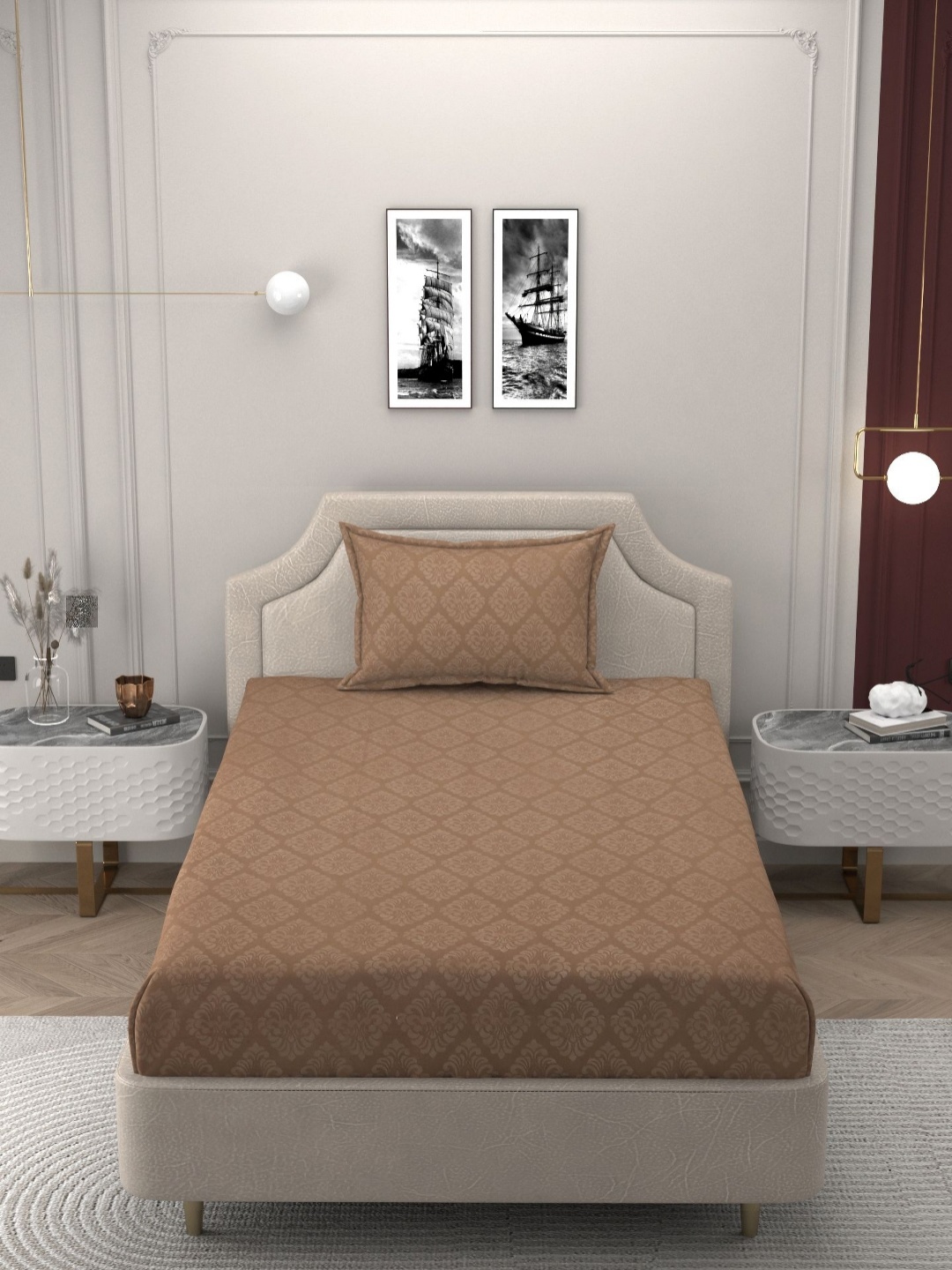 

Bromwick Beige Ethnic Motifs 250 TC Single Bedsheet With 1 Pillow Cover