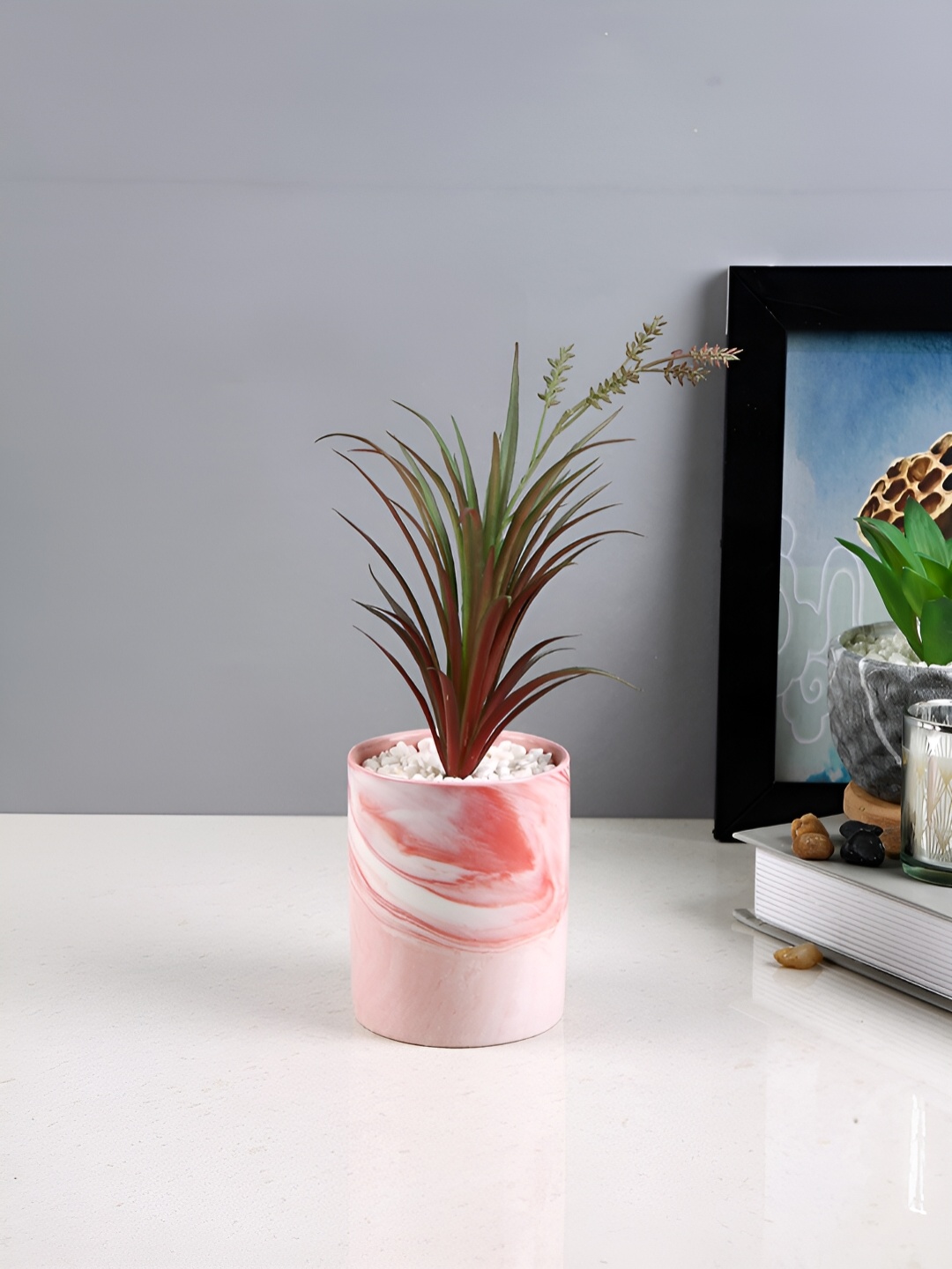 

TAYHAA Green & Pink Artificial Plant With Ceramic Pot