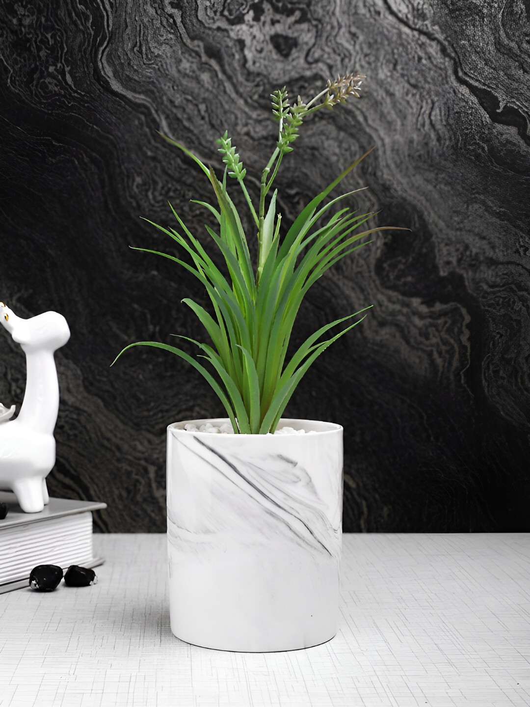 

TAYHAA Green & White Artificial Plant With Pot