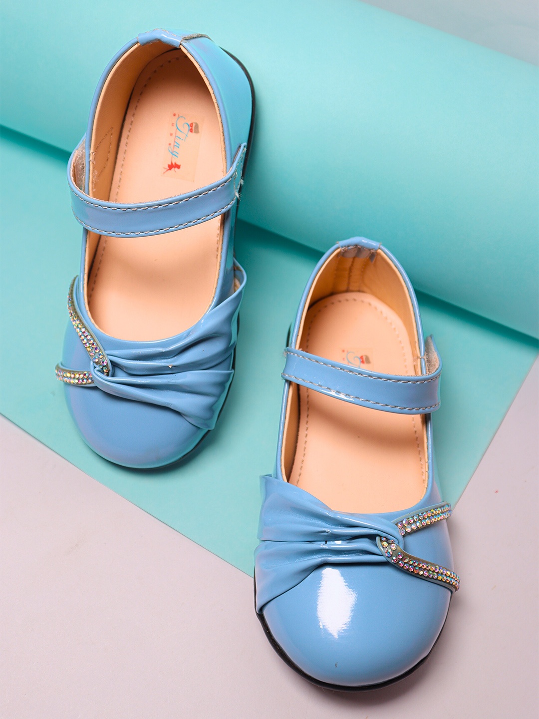 

Tiny Bugs Girls Round Toe Ballerinas with Bows Flats, Blue